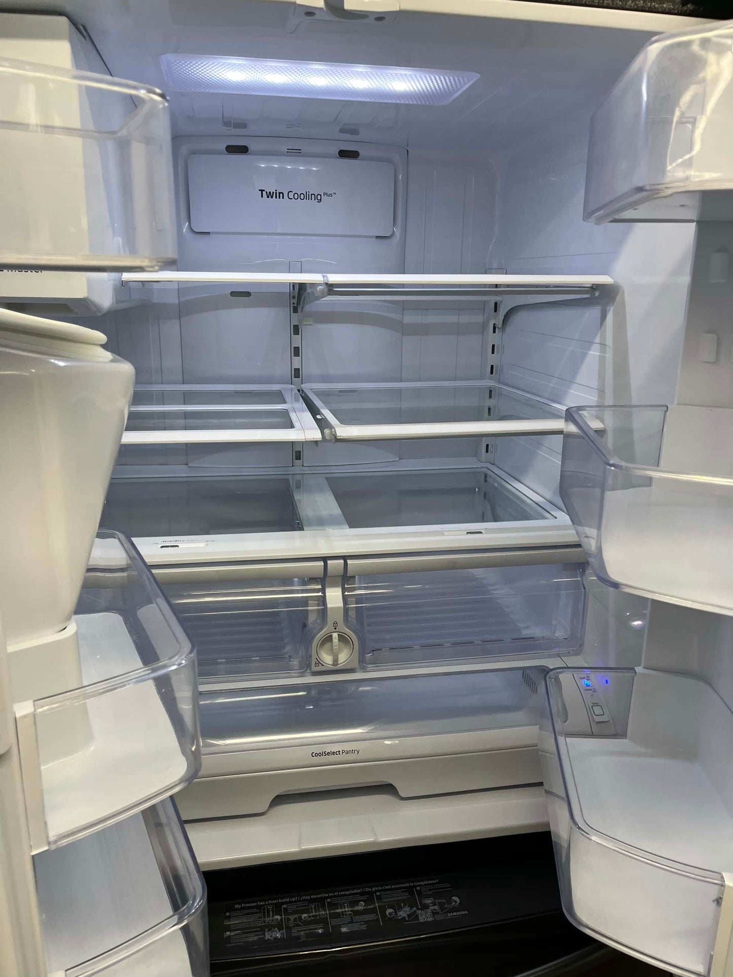 - ITEM: #RF84G Samsung French door refrigerator stainless steel 30” with water dispenser and ice maker inside