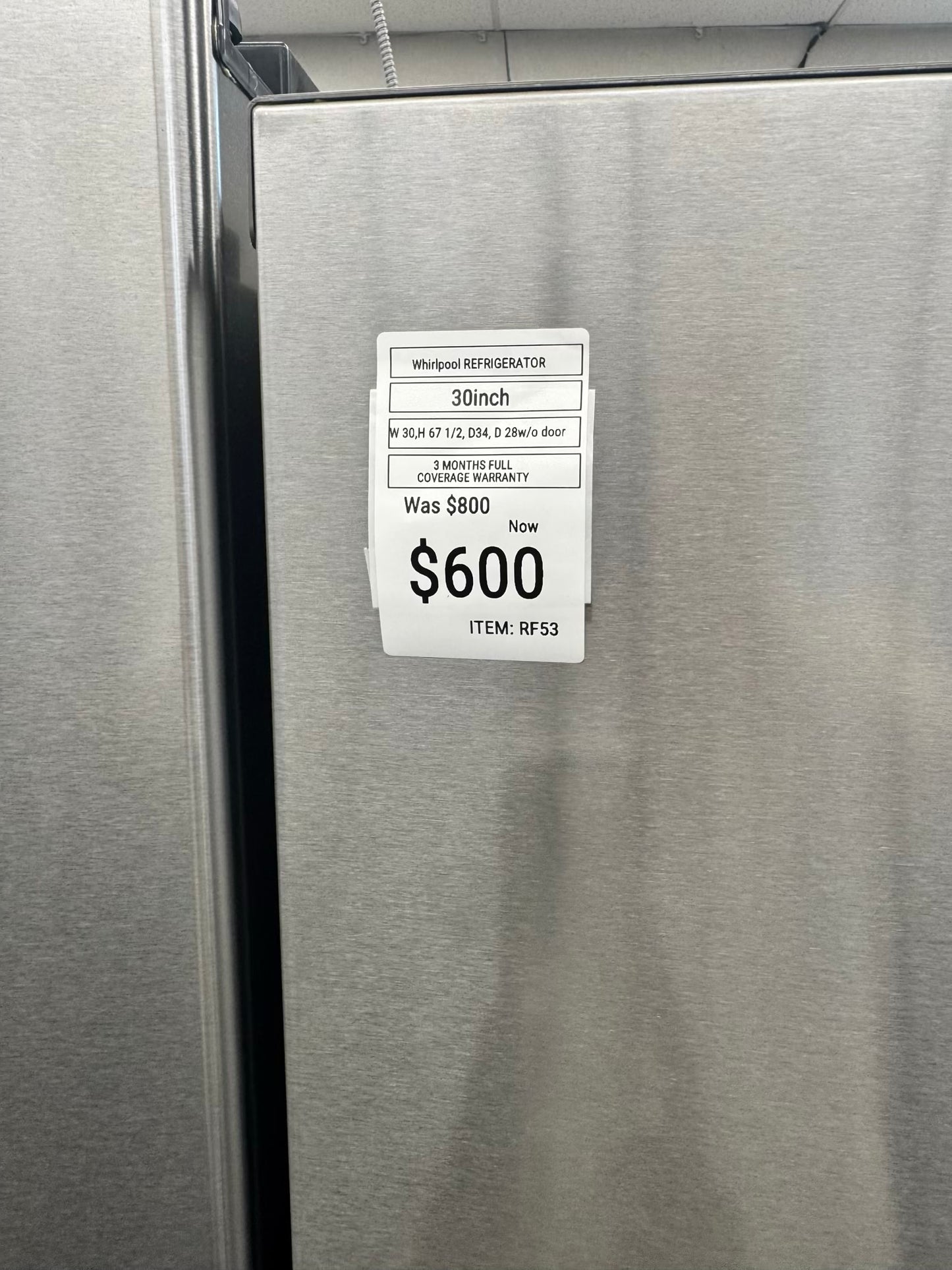 Whirpool 30 inch French door refrigerator stainless steel water dispenser and ice maker bottom
