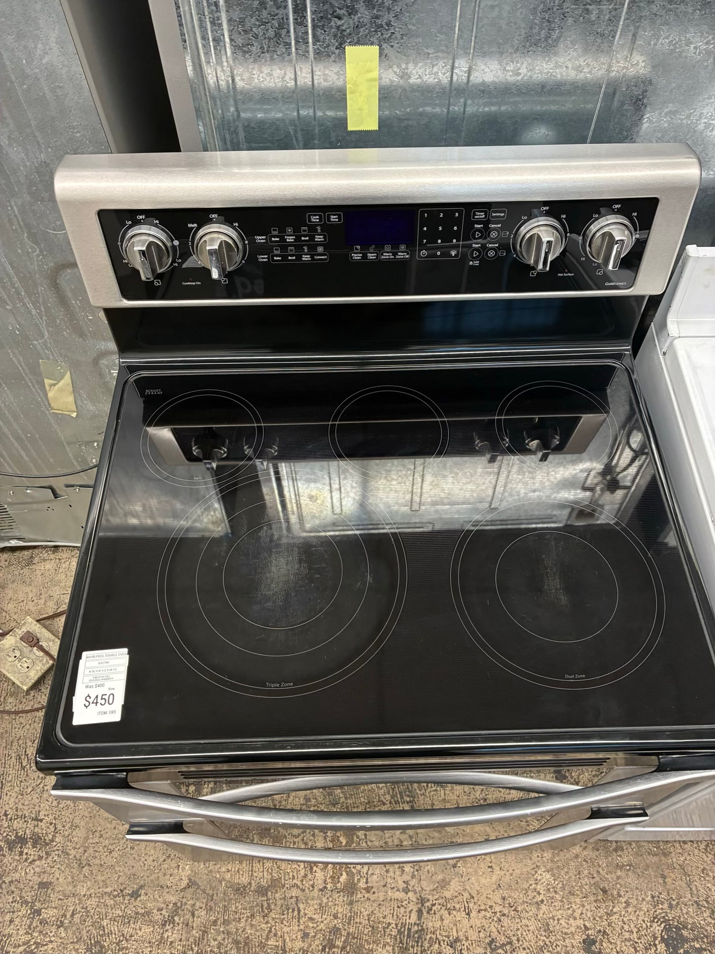 Whirlpool electric white range 5 burner 30 inch stainless steel double oven