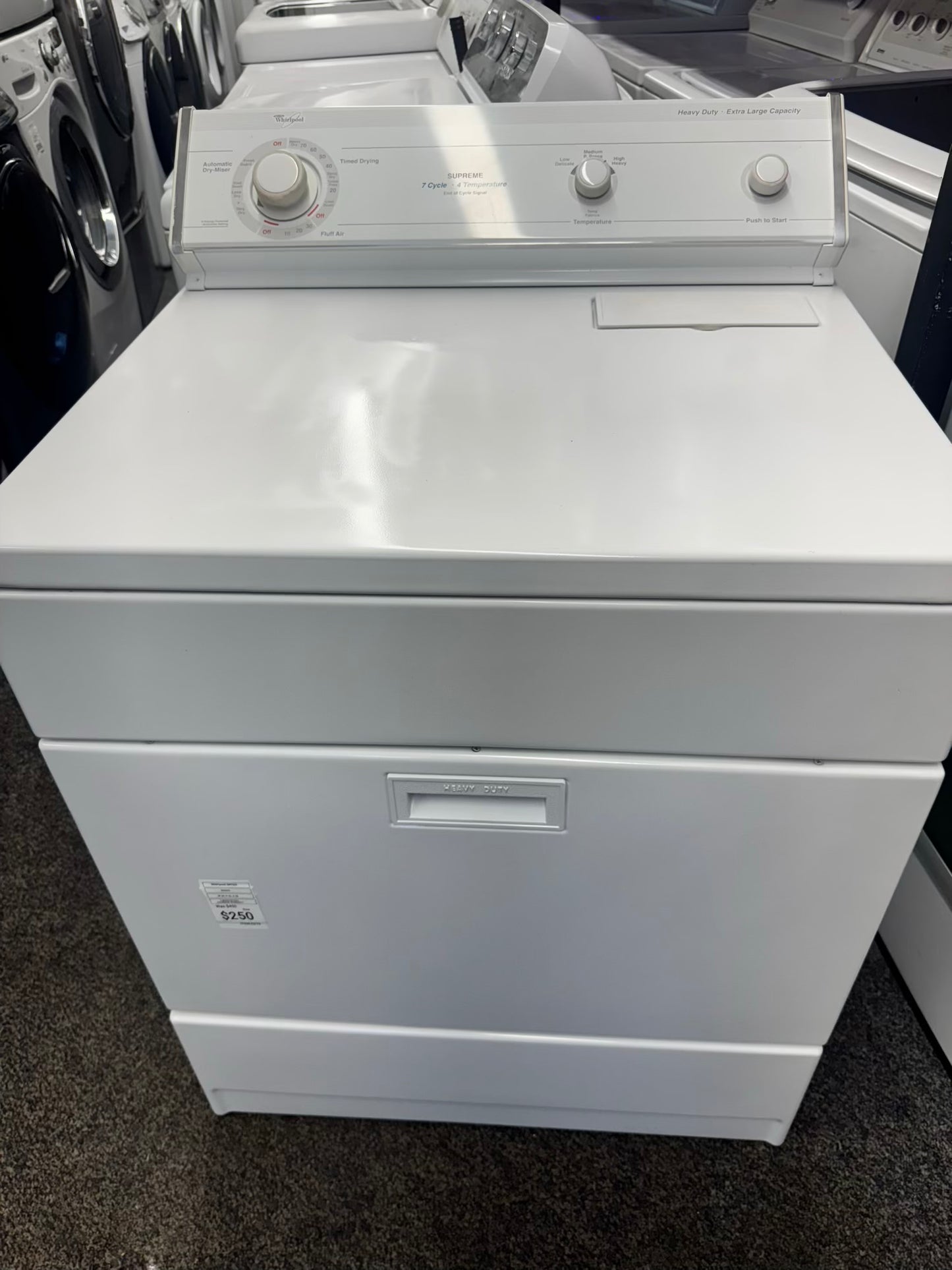 Whirpool supreme heavy duty extra large capacity electric dryer 220vlt