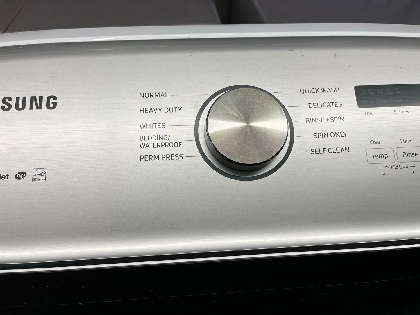 ^ ITEM #W84S Samsung top load washer & Brand New electric dryer 220v large capacity side x side 27”
