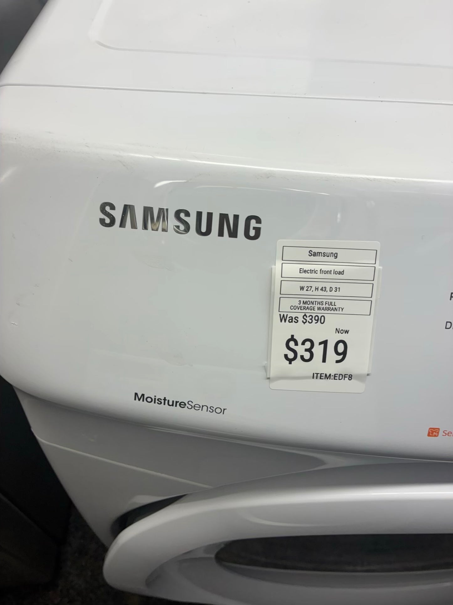 Samsung Electric Dryer 27”white