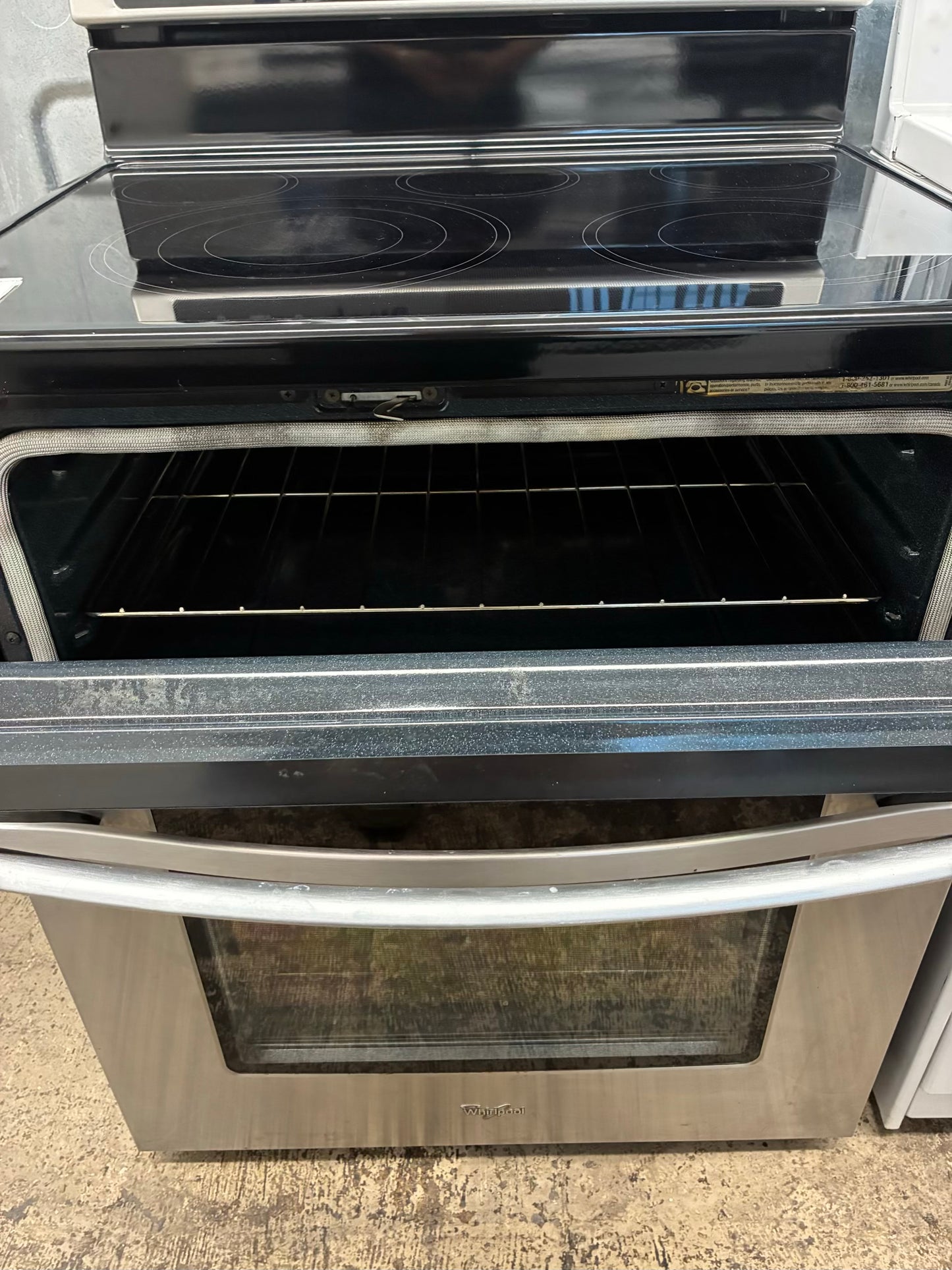 Whirlpool electric white range 5 burner 30 inch stainless steel double oven