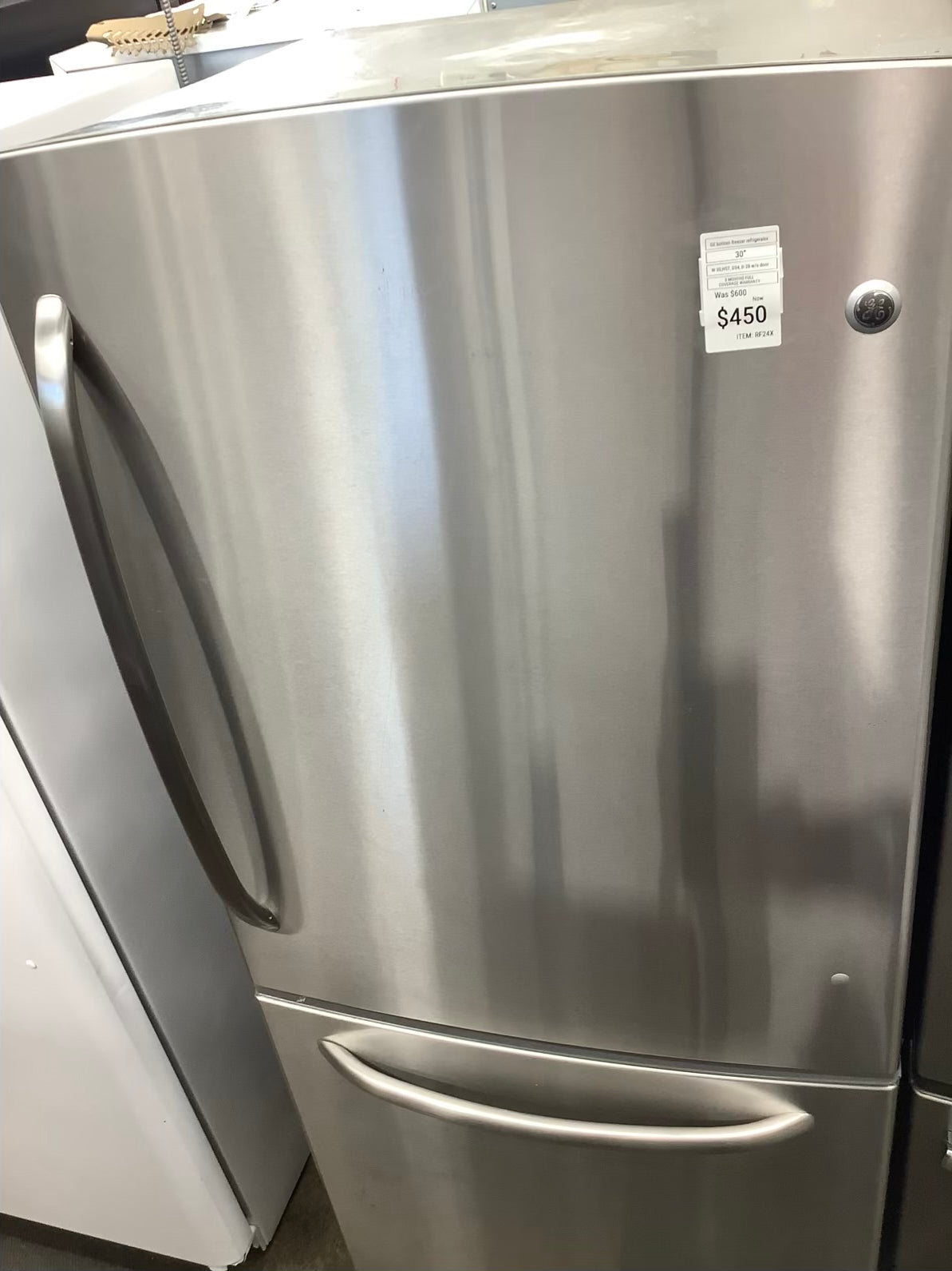 Stainless steel GE Bottom Freezer Refrigerator