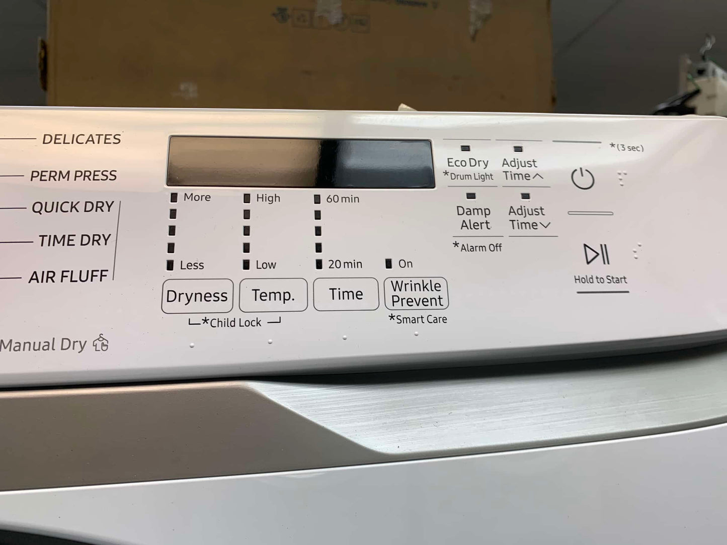 ★ Samsung Open Box 4.5 cu. ft. High-Efficiency Front Load Washer with Self-Clean+ in White & 7.5 cu. ft. Stackable Vented Electric Dryer with Sensor Dry in White 27 in WD668