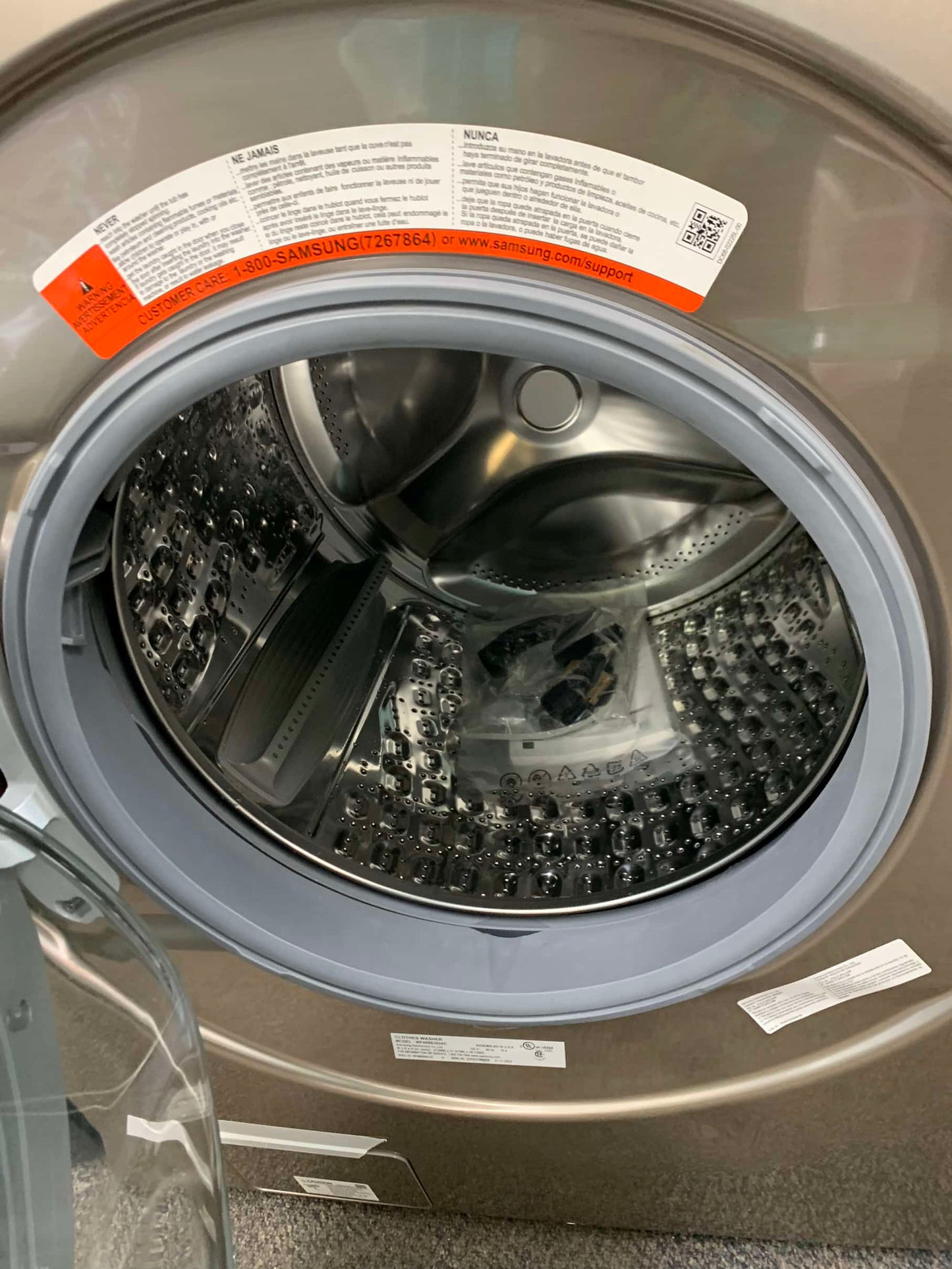 ★ Samsung open box 4.5-cu ft High Efficiency Stackable Steam Cycle Smart Front-Load Washer and gentle used Electric Dryer with 7.5 Cu. Ft. Capacity, Smart Care, 10 Dryer Programs, Sensor Dry, Steam Sanitize+, Wrinkle Prevent WD461