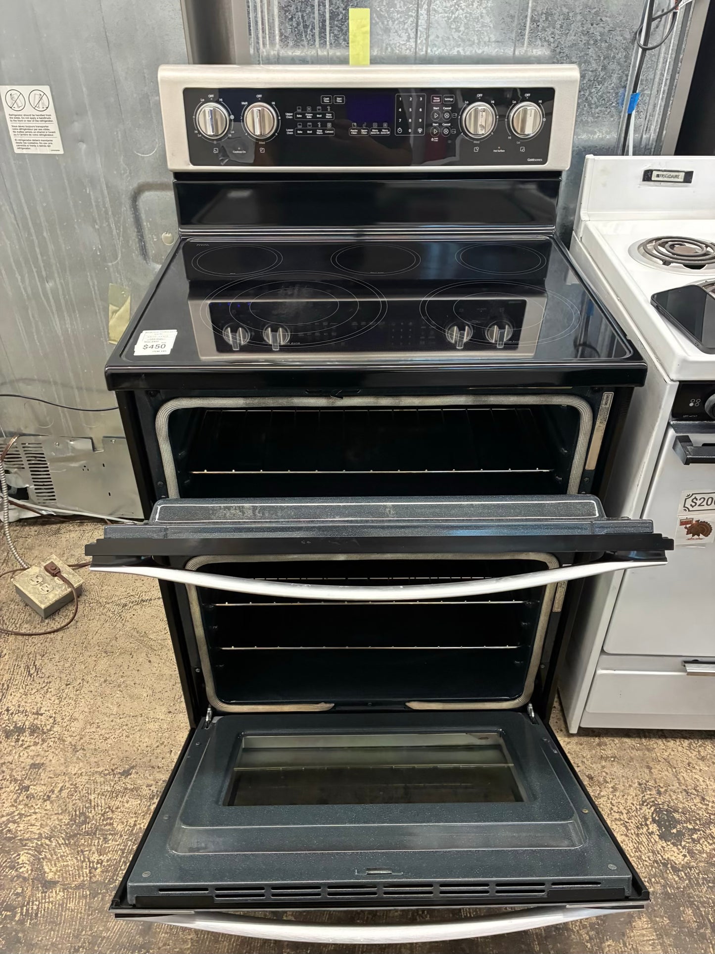 Whirlpool electric white range 5 burner 30 inch stainless steel double oven