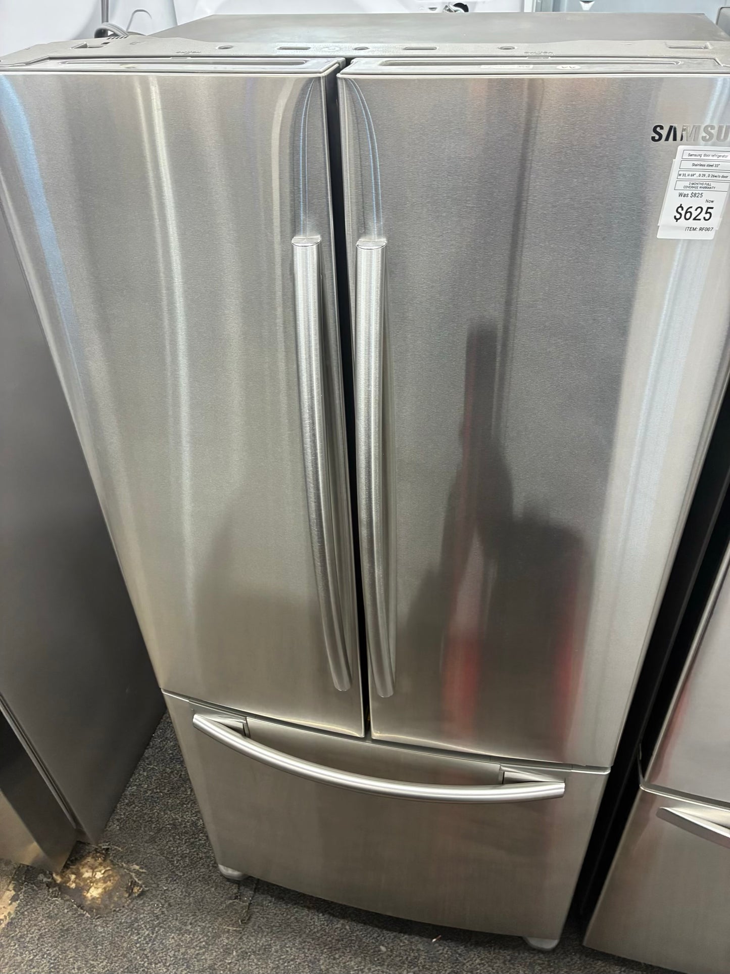 Samsung french door refrigerator stainless steel with ice maker 33” counter depth