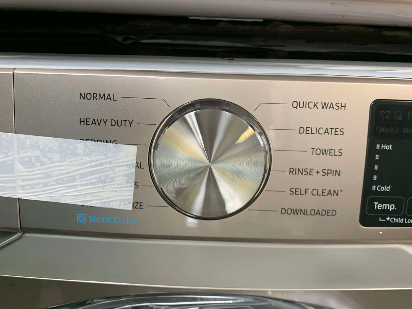 ★ Samsung open box 4.5-cu ft High Efficiency Stackable Steam Cycle Smart Front-Load Washer and gentle used Electric Dryer with 7.5 Cu. Ft. Capacity, Smart Care, 10 Dryer Programs, Sensor Dry, Steam Sanitize+, Wrinkle Prevent WD461