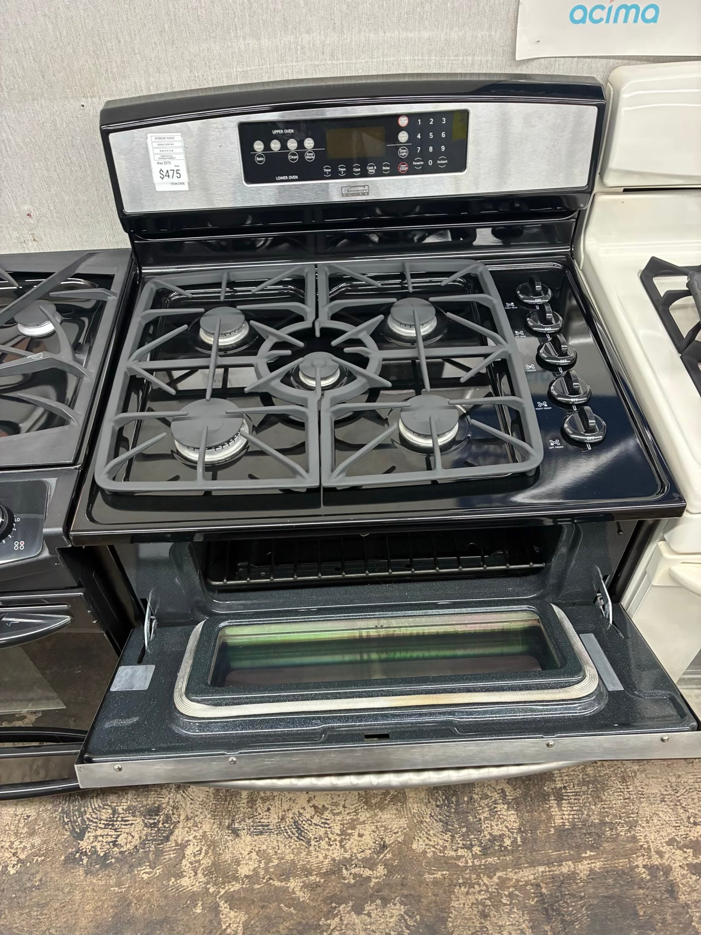 Kenmore Elite gas range stainless steel color 5 burner 30” double oven