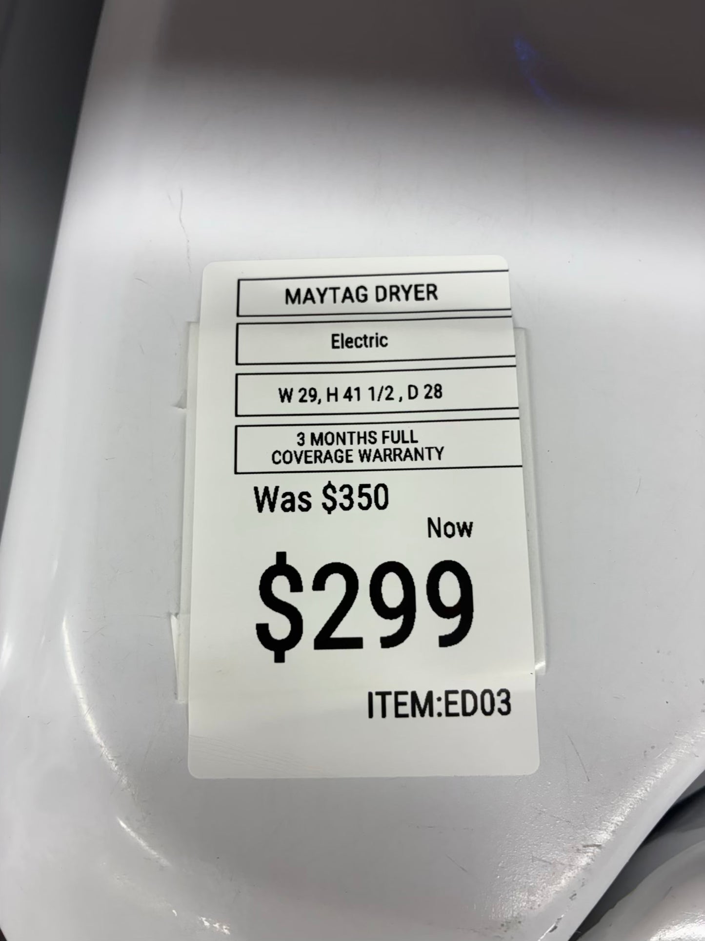 Maytag electric dryer 29” large capacity