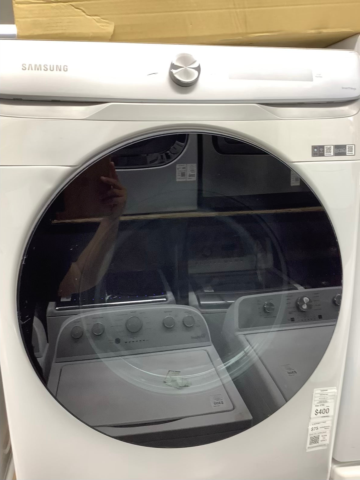 Samsung Open Box 7.5 cu. ft. Smart Dial GAS Dryer with Super Speed in Ivory 27 in