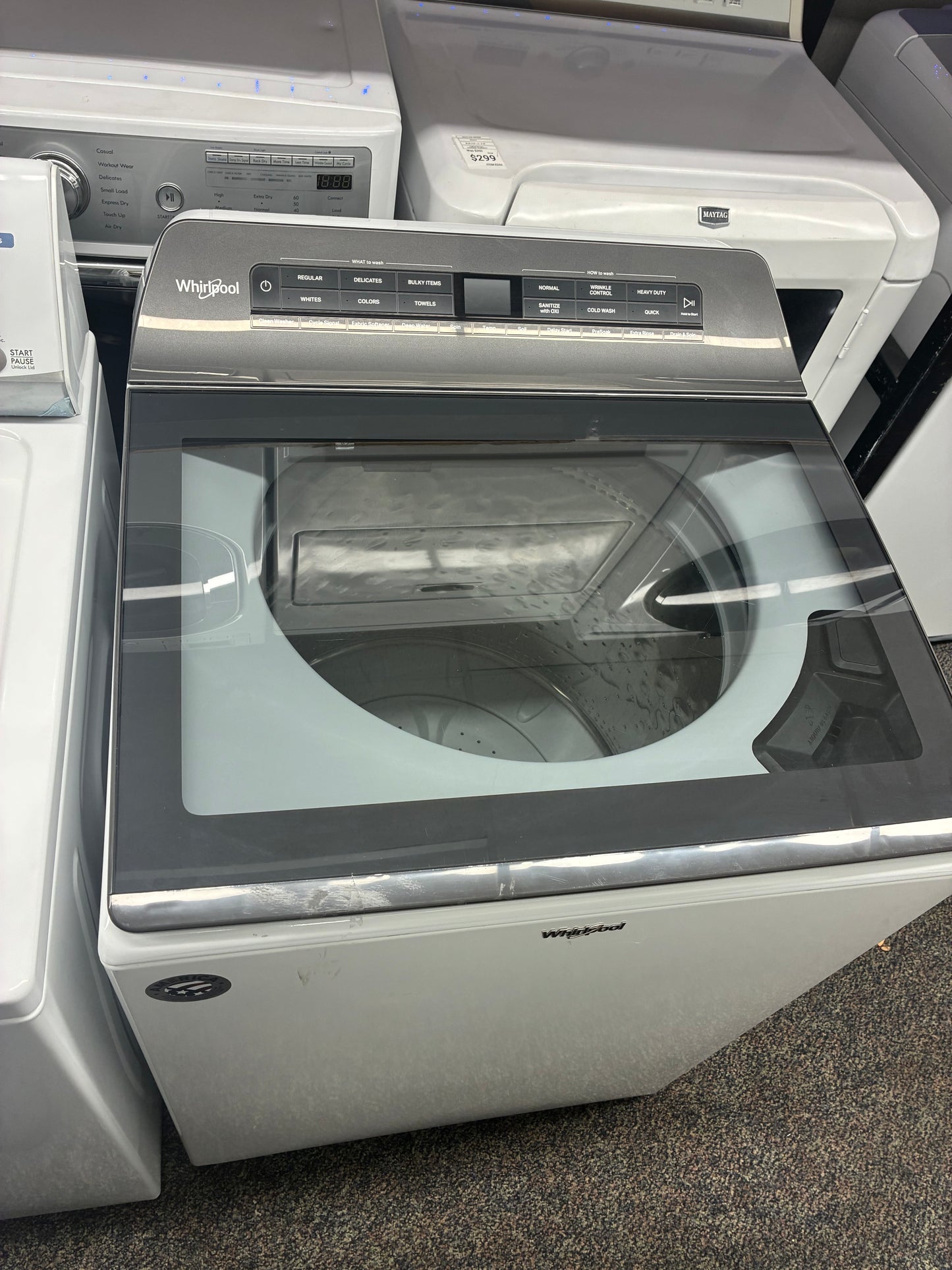 Whirlpool top load washer large capacity side x side 27”