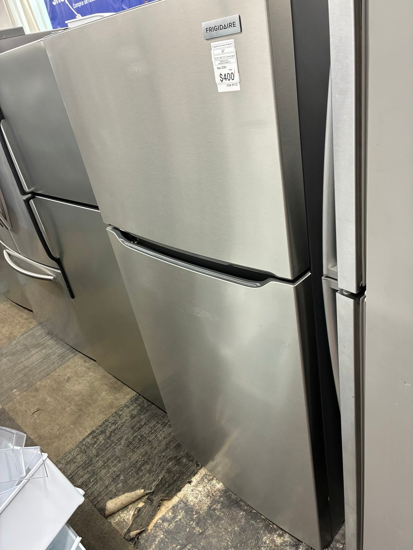 Frigidaire top freezer refrigerator stainless steel 30”