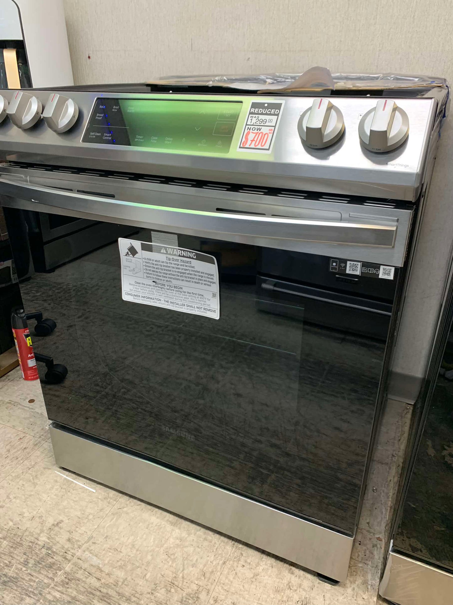 ★ Samsung Open Box 30 in. 6.0 cu. ft. Slide-In Gas Range with Self-Cleaning Oven in Stainless Steel GR916