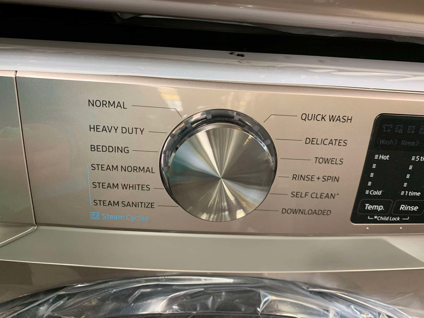 ★ Samsung open box 4.5-cu ft High Efficiency Stackable Steam Cycle Smart Front-Load Washer and gentle used Electric Dryer with 7.5 Cu. Ft. Capacity, Smart Care, 10 Dryer Programs, Sensor Dry, Steam Sanitize+, Wrinkle Prevent WD461