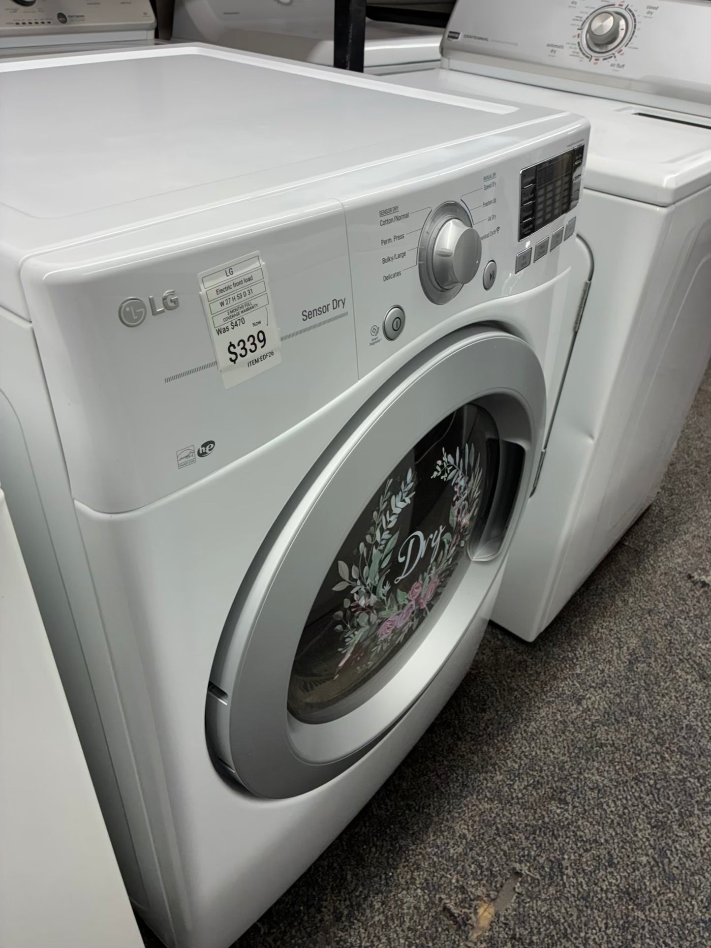 LG Electric Dryer 27” white front load