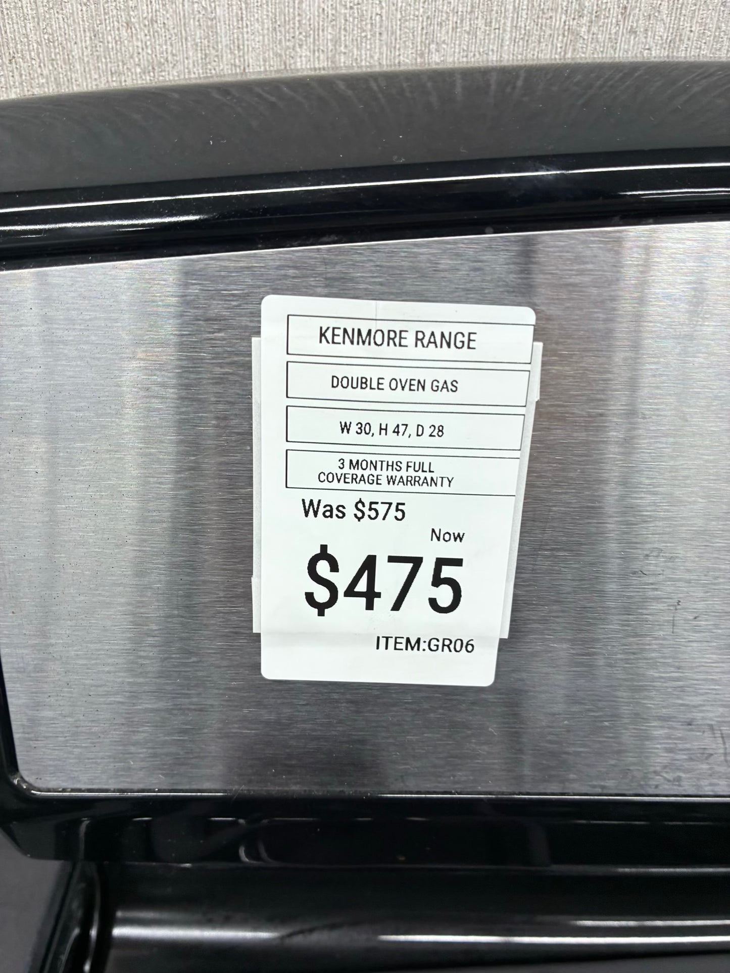 Kenmore Elite gas range stainless steel color 5 burner 30” double oven