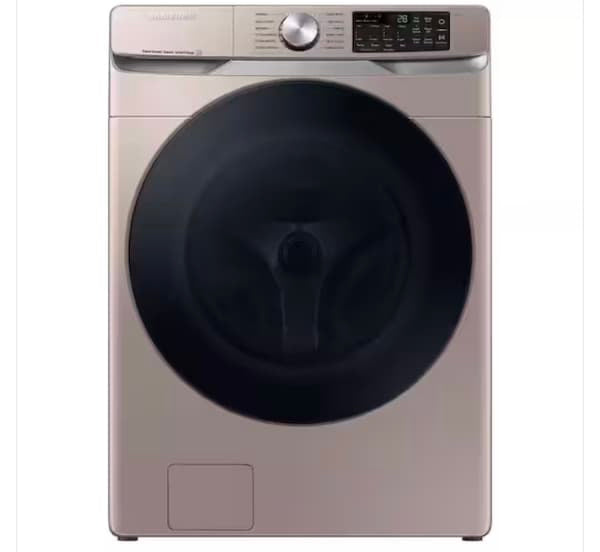 ★ Samsung Open Box 4.5 cu. ft. Smart High-Efficiency Front Load Washer with Super Speed & 7.5 cu. ft. Smart Stackable Vented GAS Dryer with Steam Sanitize+ in champagne 27 in WD739