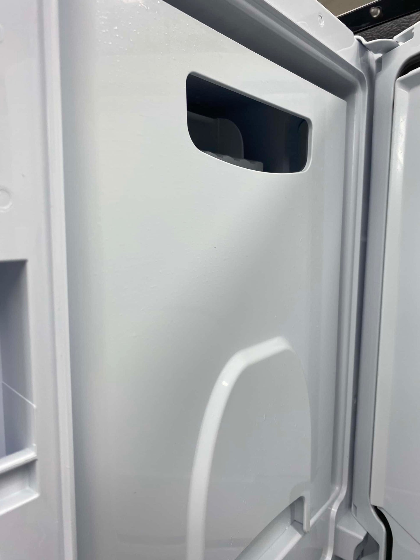 ^ Item: #RF64D GE french door refrigerator stainless steel w/water ice dispenser 36 in