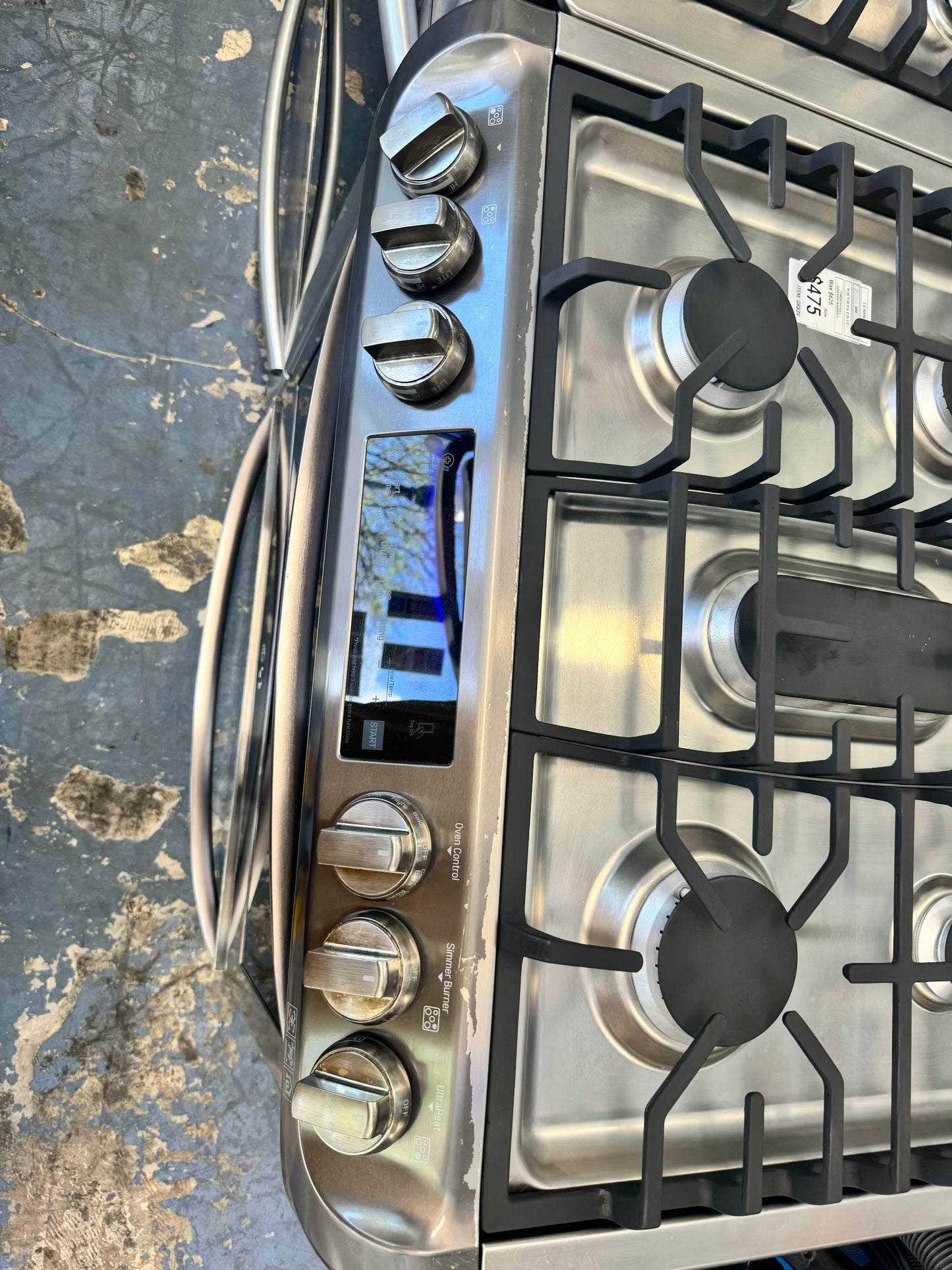 LG gas range stainless steel 5 burner sliding whit easy clean