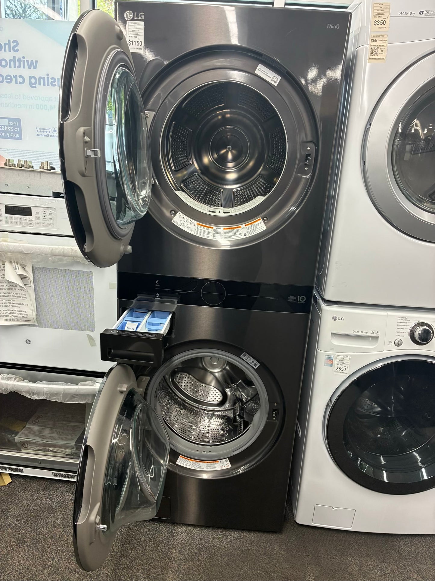 LG laundry center washer and dryer set ELECTRIC 27” ventless