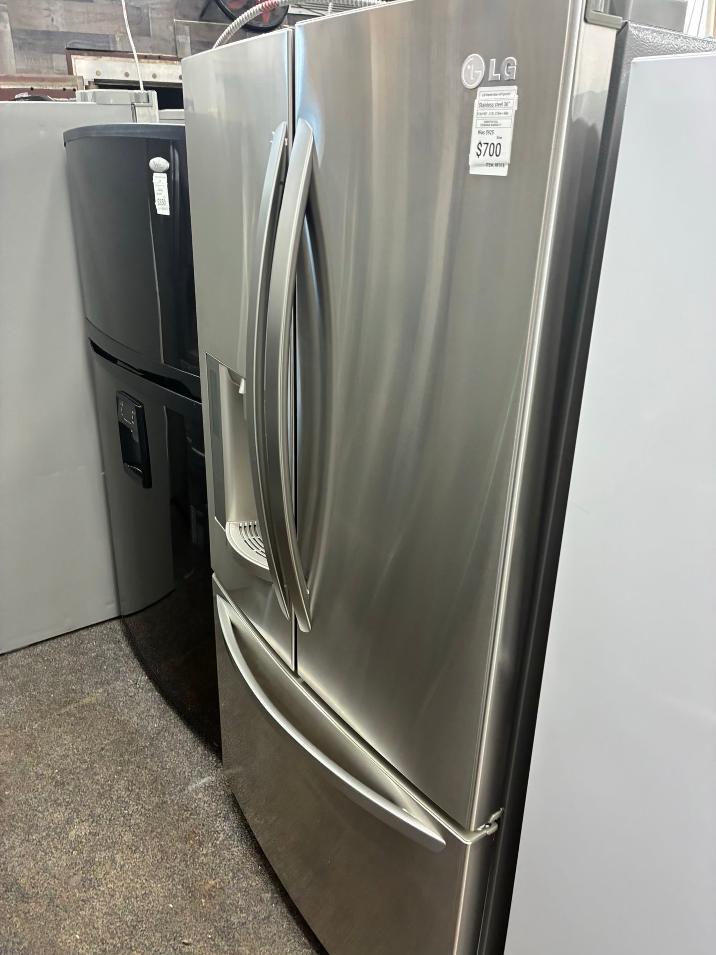 LG French door refrigerator slate stainless steel 36”