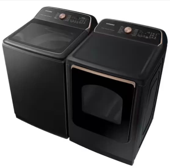🔥 HOT DEAL
★
Samsung Open Box 5.5 cu. ft. Smart High-Efficiency Top Load Washer with Impeller and Auto Dispense System & Samsung 7.4-cu ft Reversible Side Swing Door electric-Dryer Brushed Black, ENERGY STAR WD816