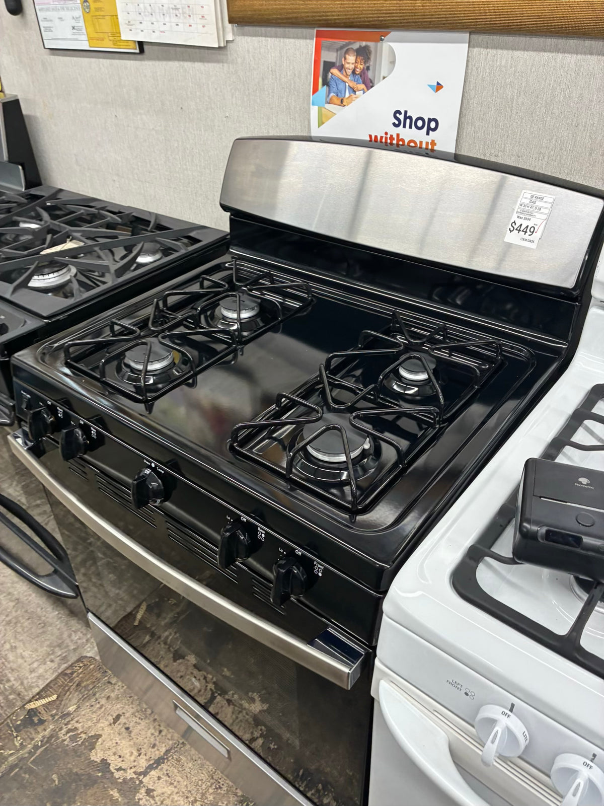 GE Gas Range Stainless Steel 4 Burners 30”