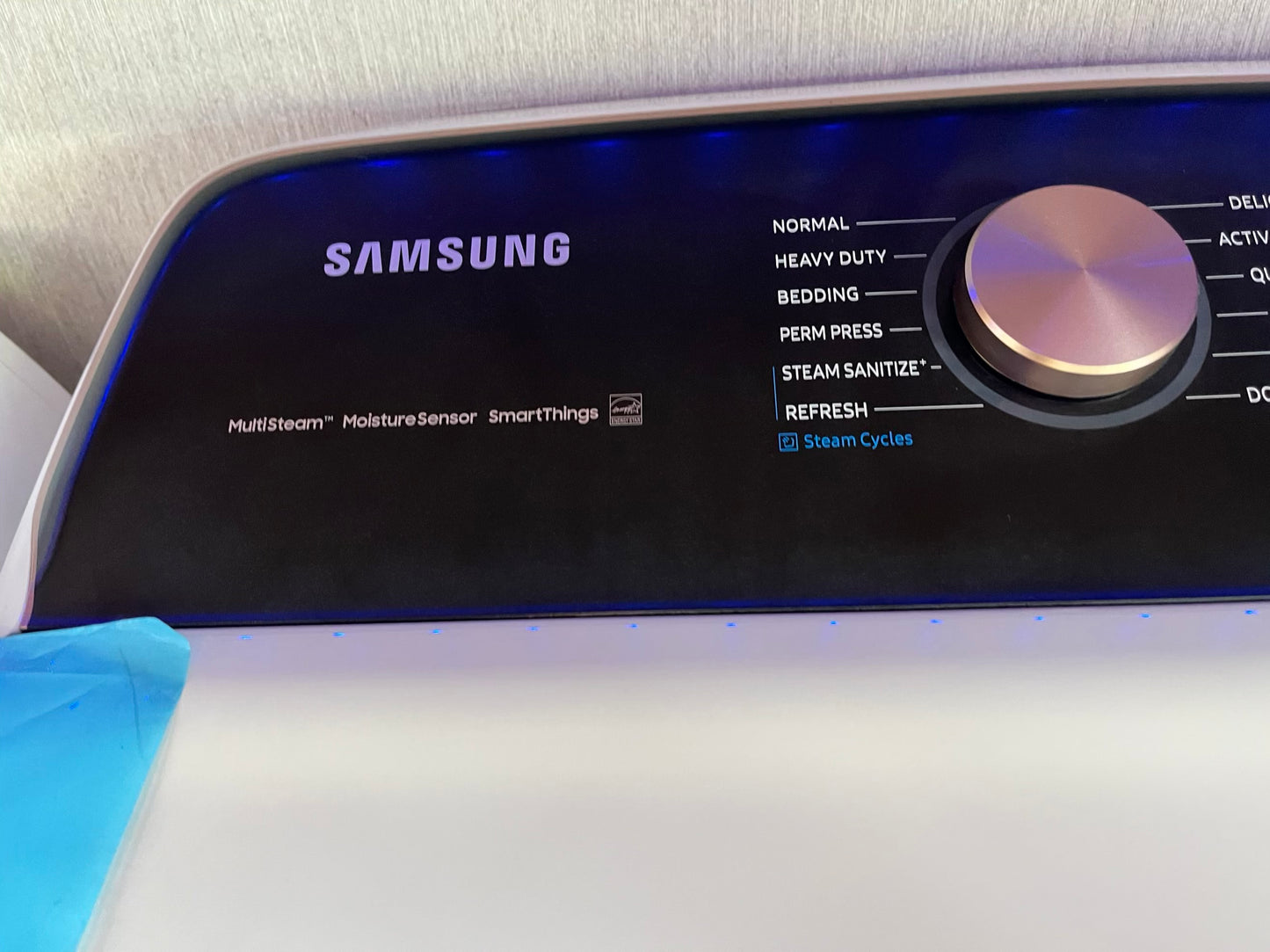 ^ ITEM #W84S Samsung top load washer & Brand New electric dryer 220v large capacity side x side 27”