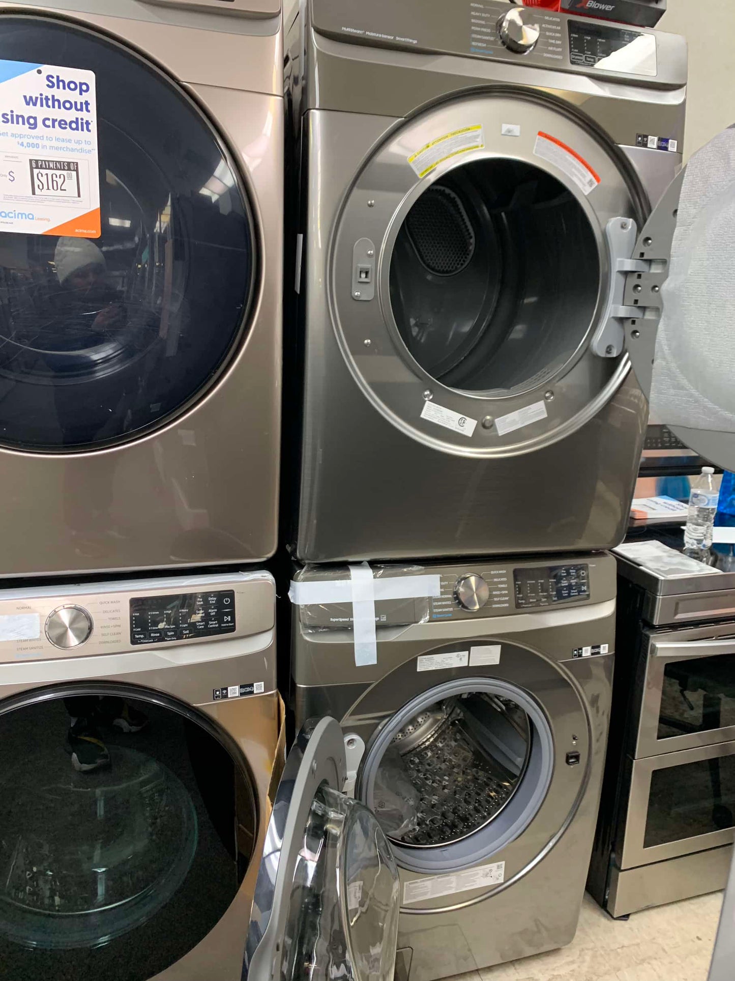 š„ HOT DEAL ā
Samsung Open Box 4.5 cu. ft. Smart High-Efficiency Front Load Washer with Super Speed & 7.5 cu. ft. Smart Stackable Vented electric Dryer with Steam Sanitize+ in champagne 27 in WD719