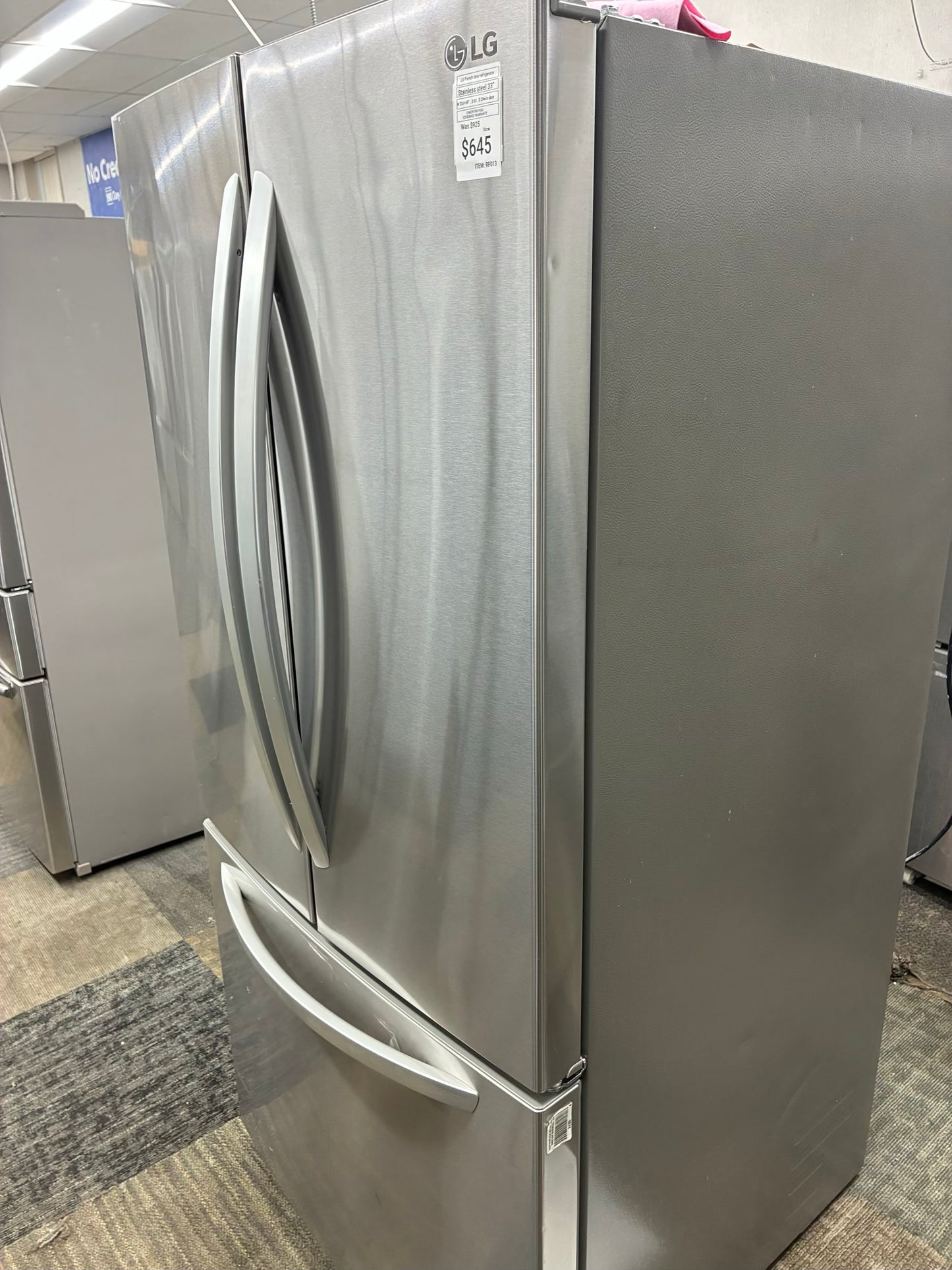 LG French door refrigerator stainless steel 33 in
