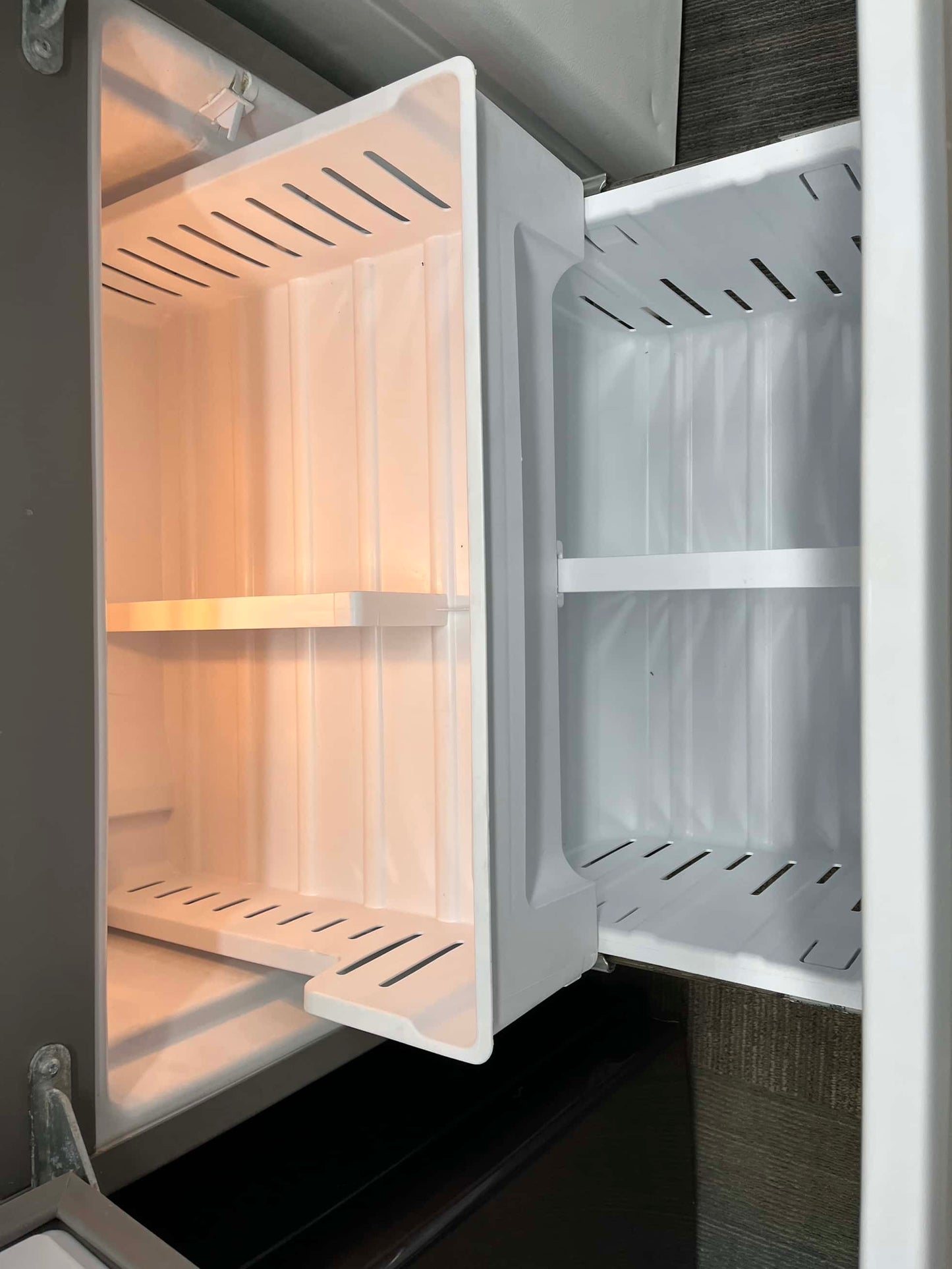 - ITEM: #RF42J Whirlpool French door refrigerator stainless steel 30” with water dispenser and ice maker inside