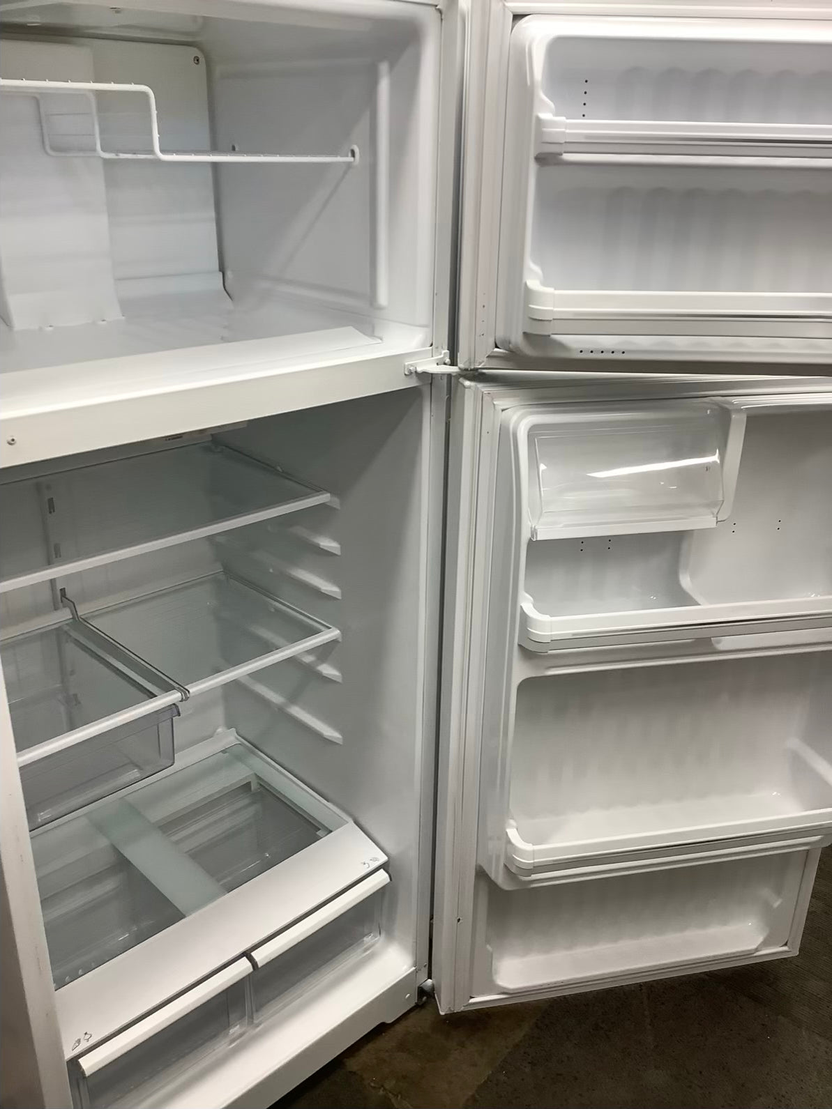 White GE Top Freezer Refrigerator