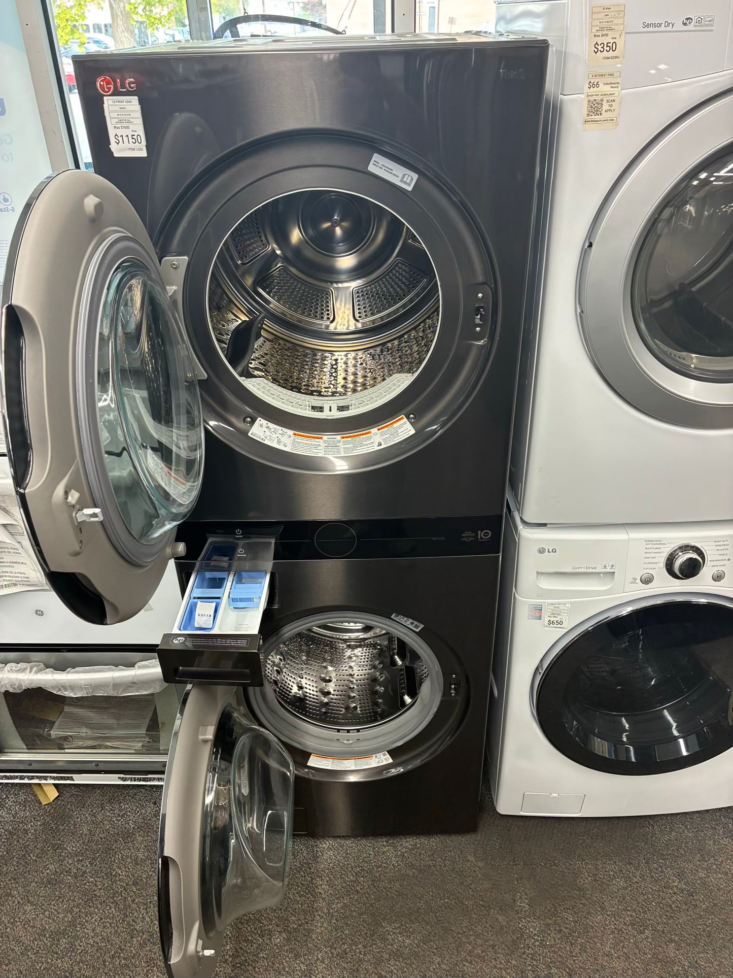 LG laundry center washer and dryer set ELECTRIC 27” ventless