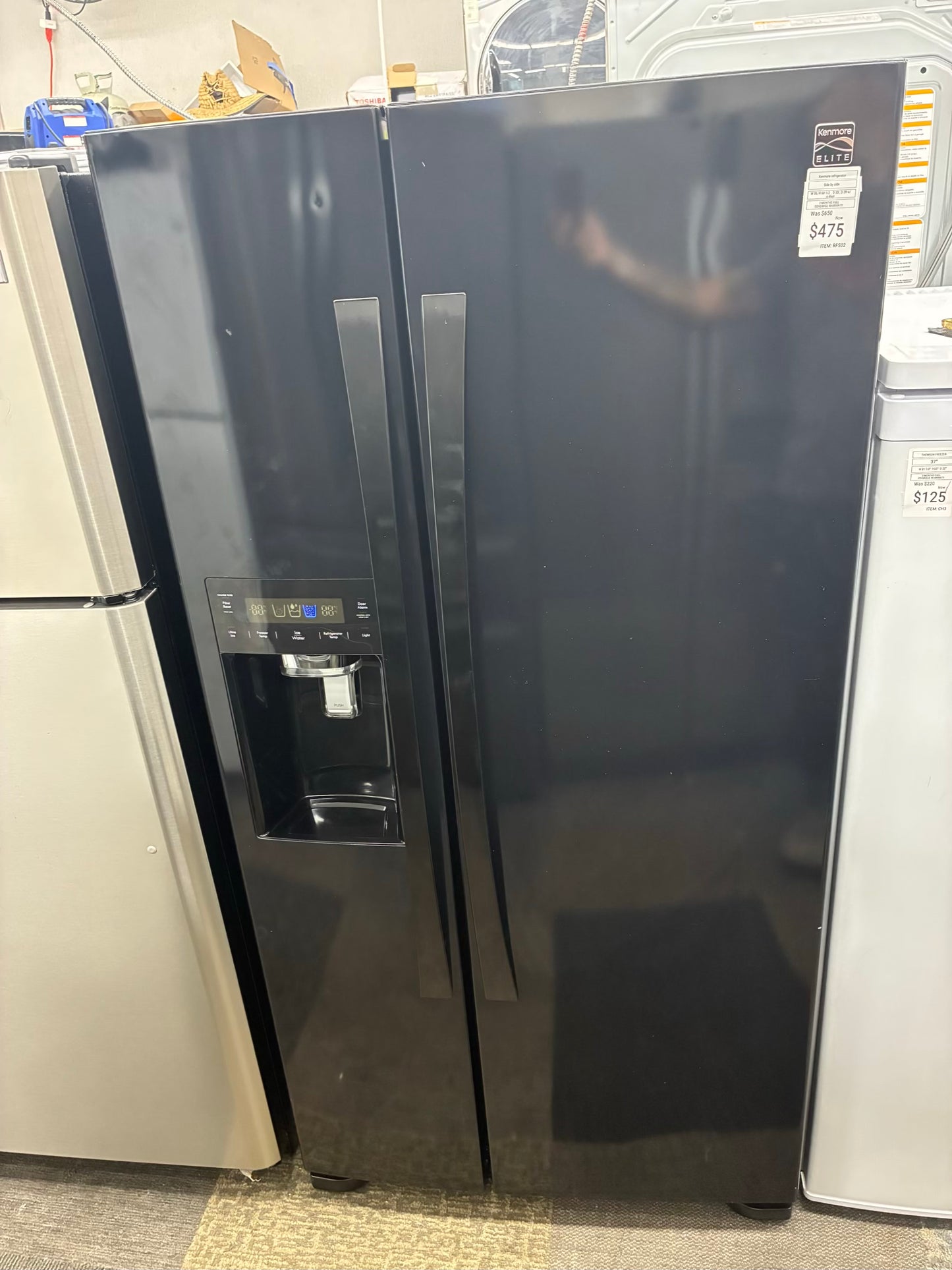 Kenmore side by side refrigerator ice maker water dispenser 36” in