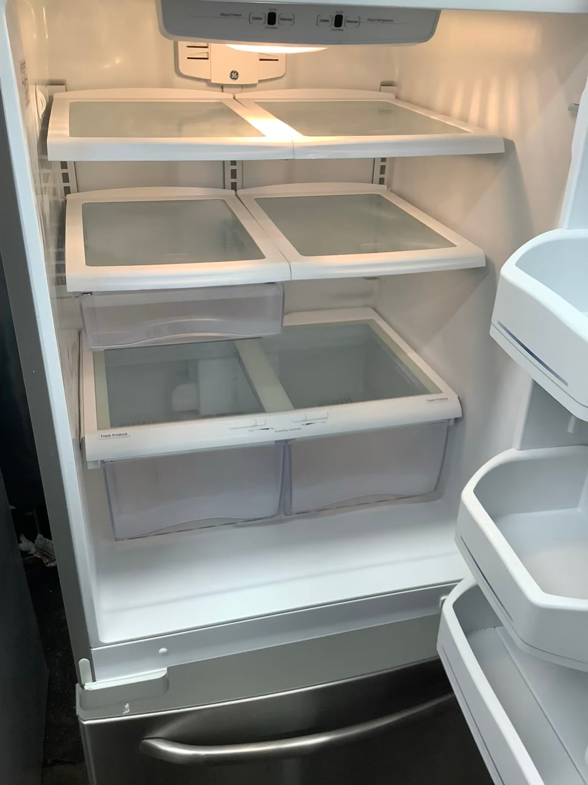 Stainless steel GE Bottom Freezer Refrigerator