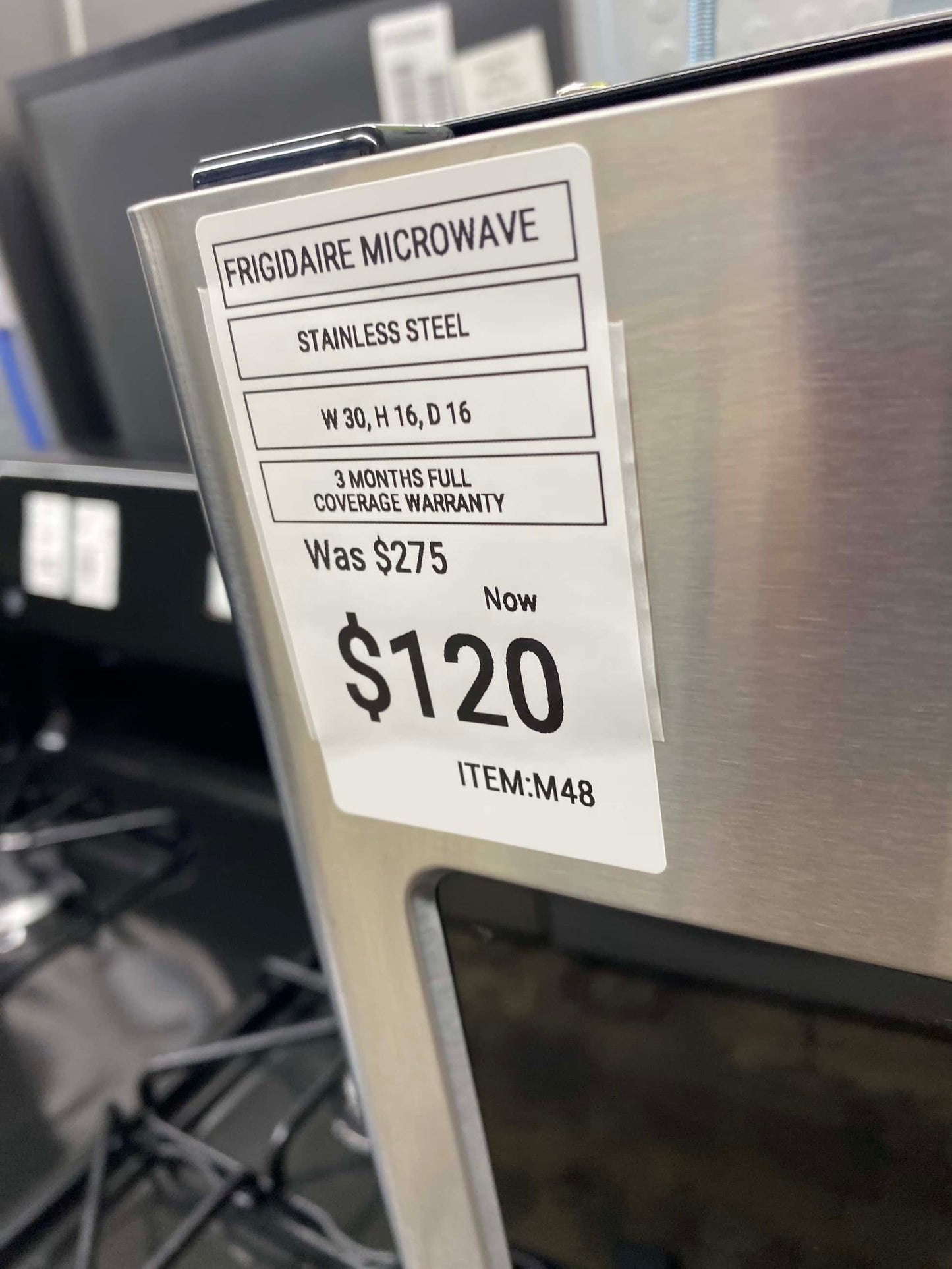 ITEM #M48 Frigidaire Microwave stainless steel over the range 30”