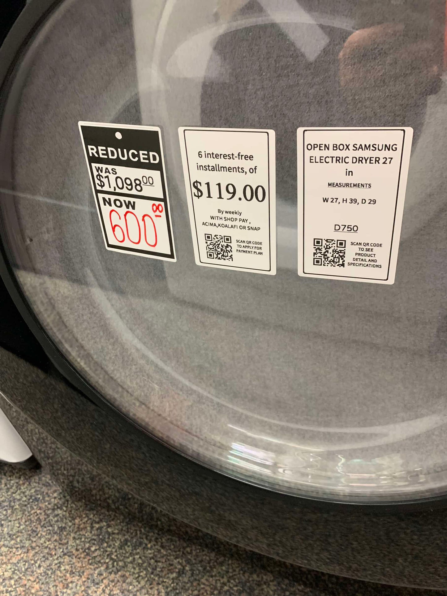 ⚡️CYBER MONDAY ★ Samsung open box 7.5 cu. ft. Smart ELECTRIC Dryer in Brushed Black with Steam Sanitize+ and Sensor Dryer D750