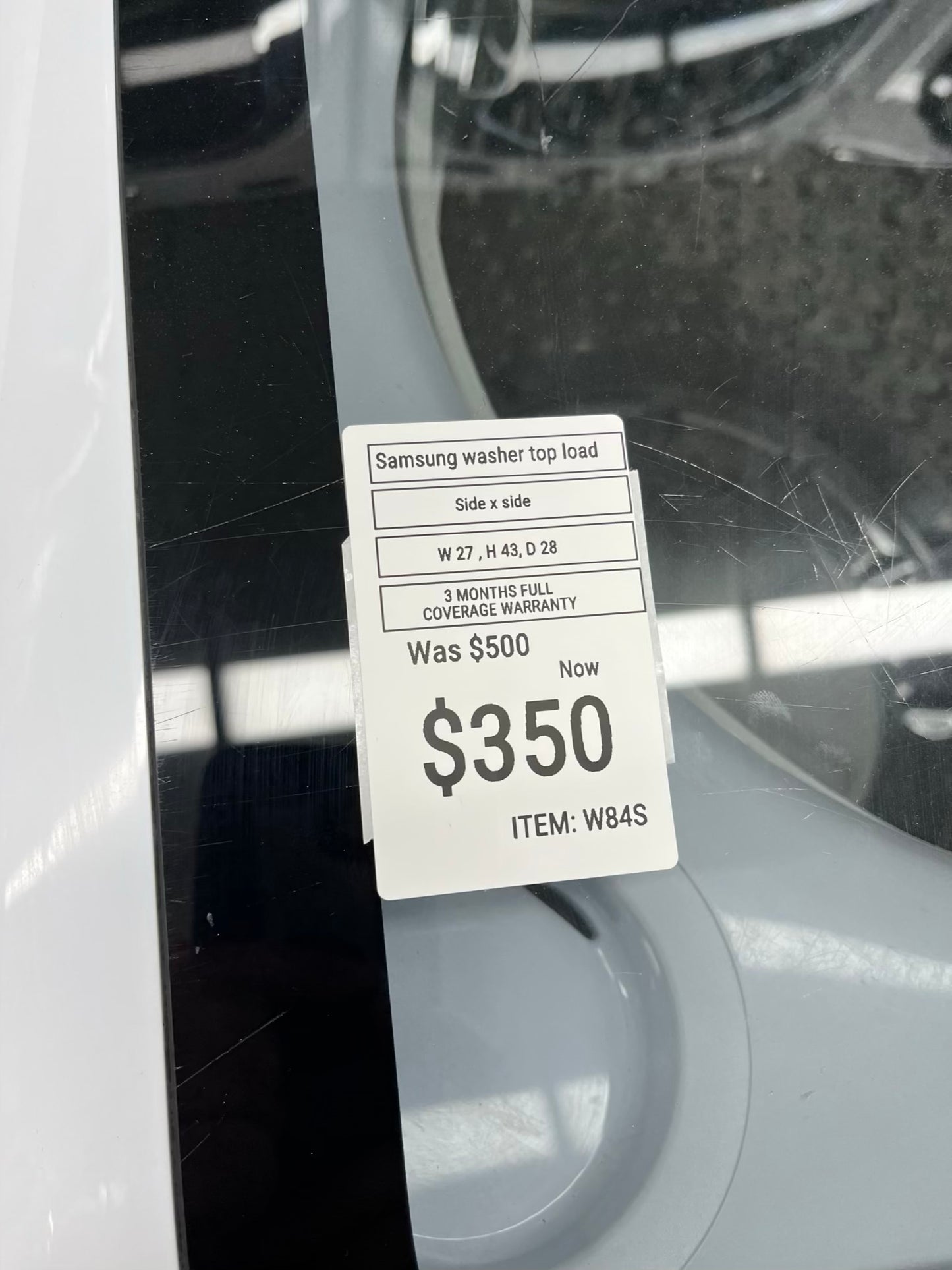 ^ ITEM #W84S Samsung top load washer & Brand New electric dryer 220v large capacity side x side 27”