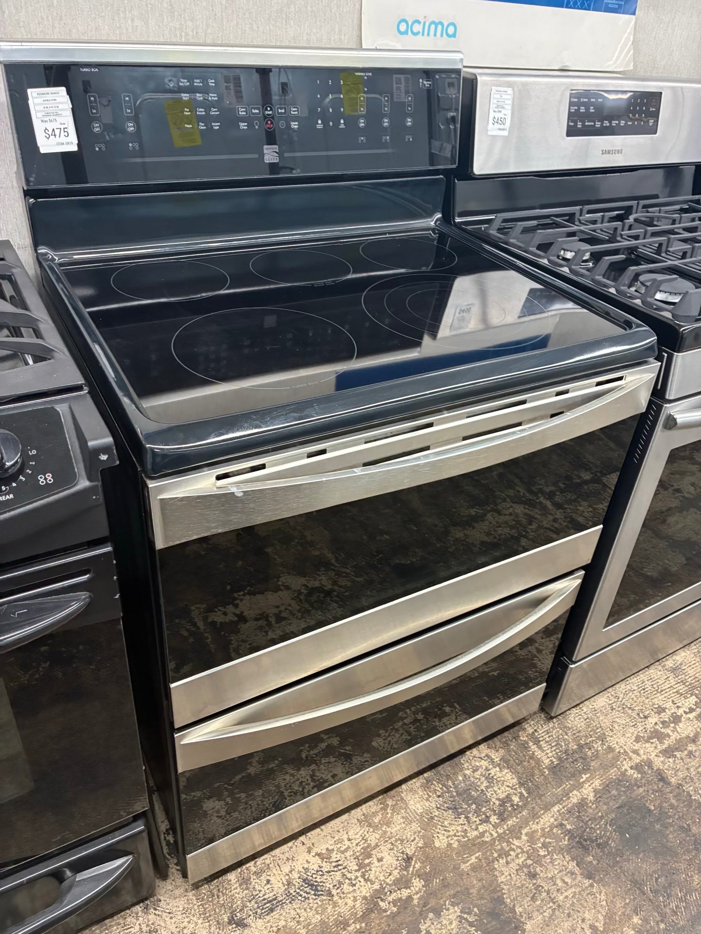 Kenmore elite electric white range 5 burner 30 inch stainless steel double oven