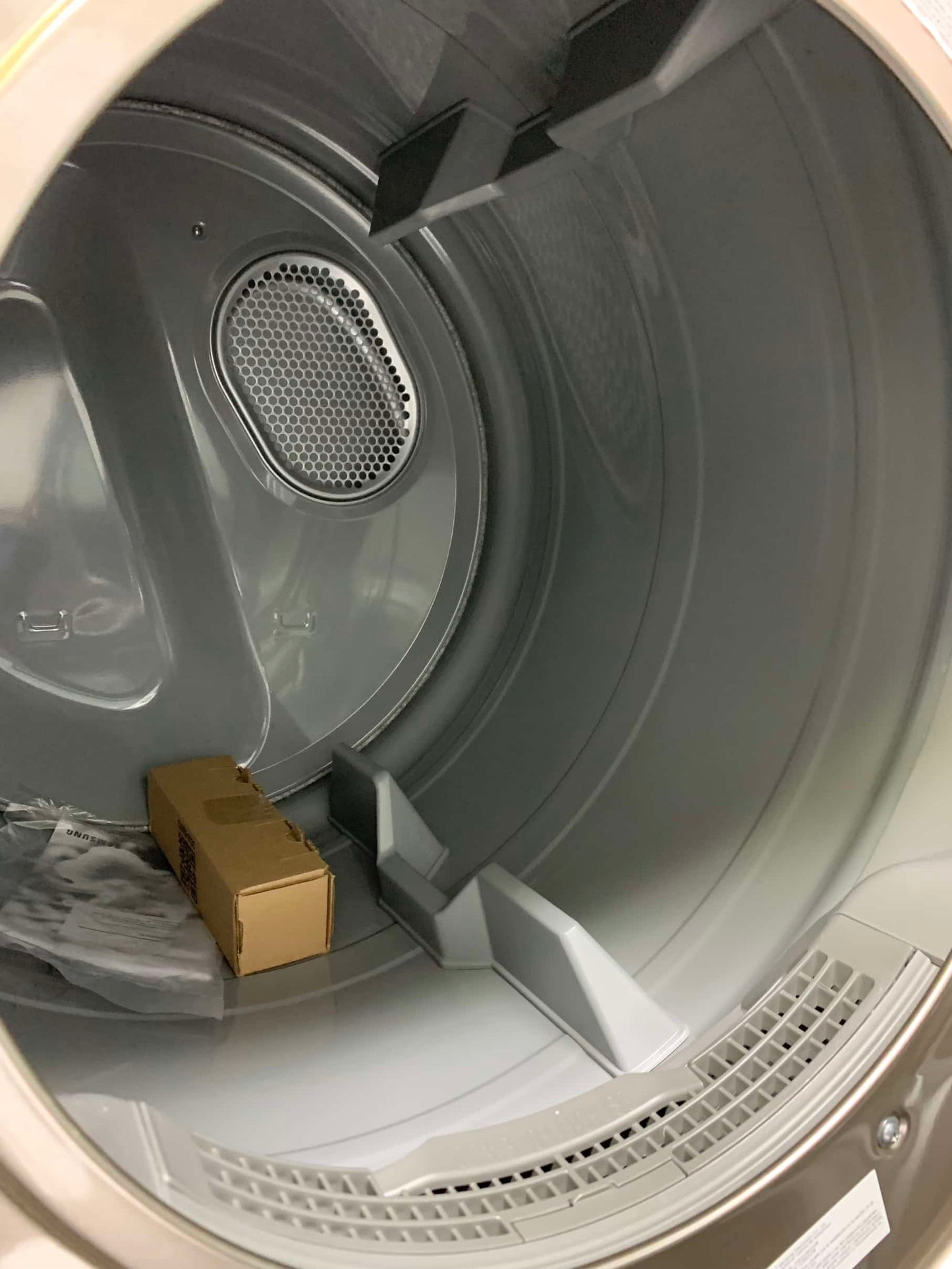 ★ Samsung Open Box 4.5 cu. ft. Smart High-Efficiency Front Load Washer with Super Speed & 7.5 cu. ft. Smart Stackable Vented electric Dryer with Steam Sanitize+ in champagne 27 in WD639