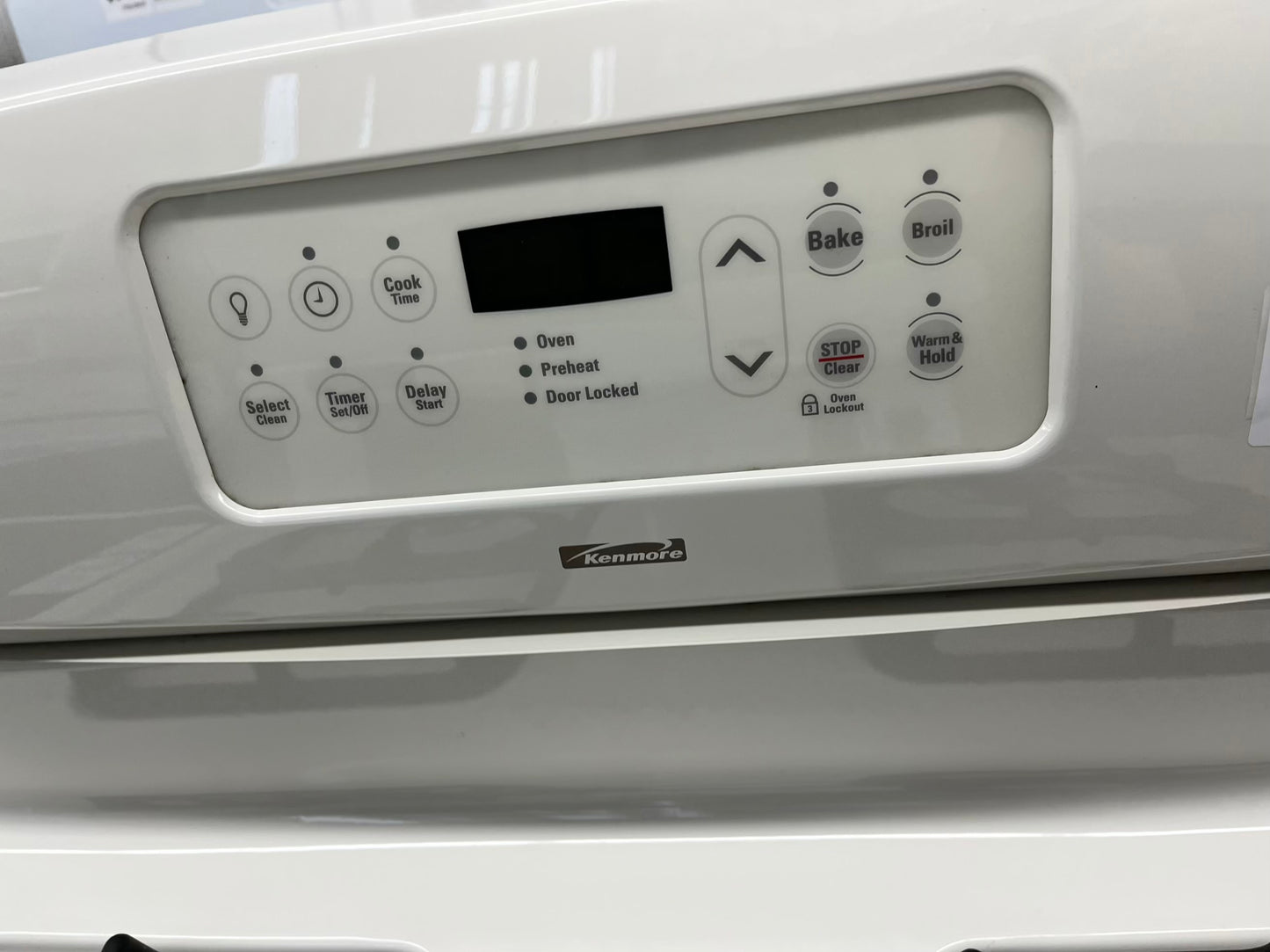 ^ ITEM #ER85G Kenmore gas range bisque 4 burner 24” in
