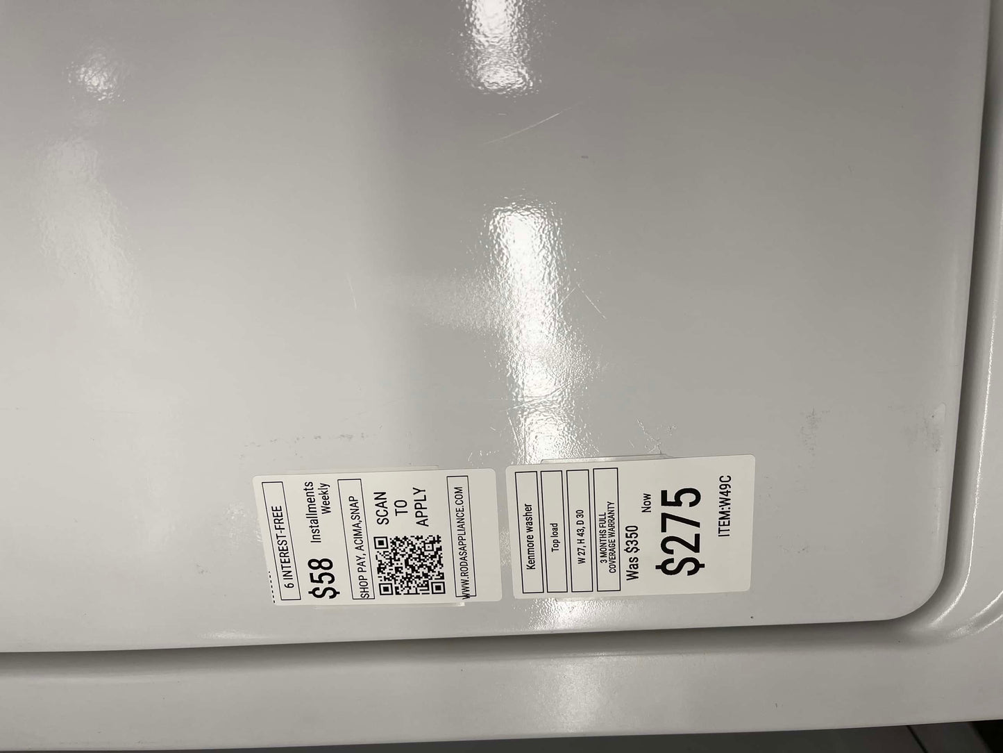- ITEM: #W49C kenmore electric dryer 27 inc