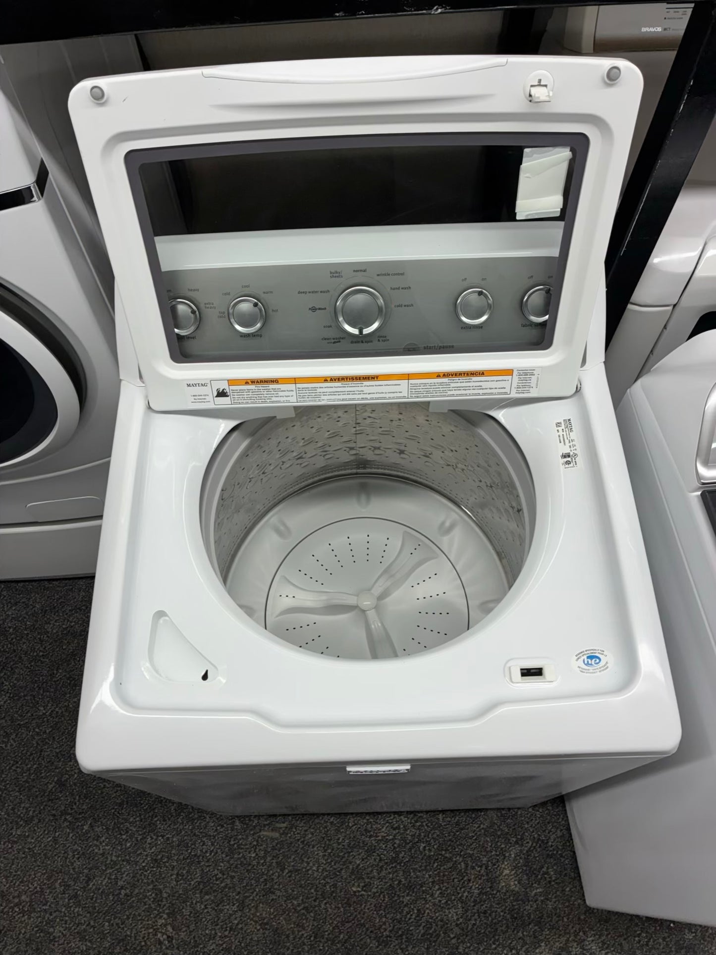 Maytag bravo top load washer large capacity side x side 27”
