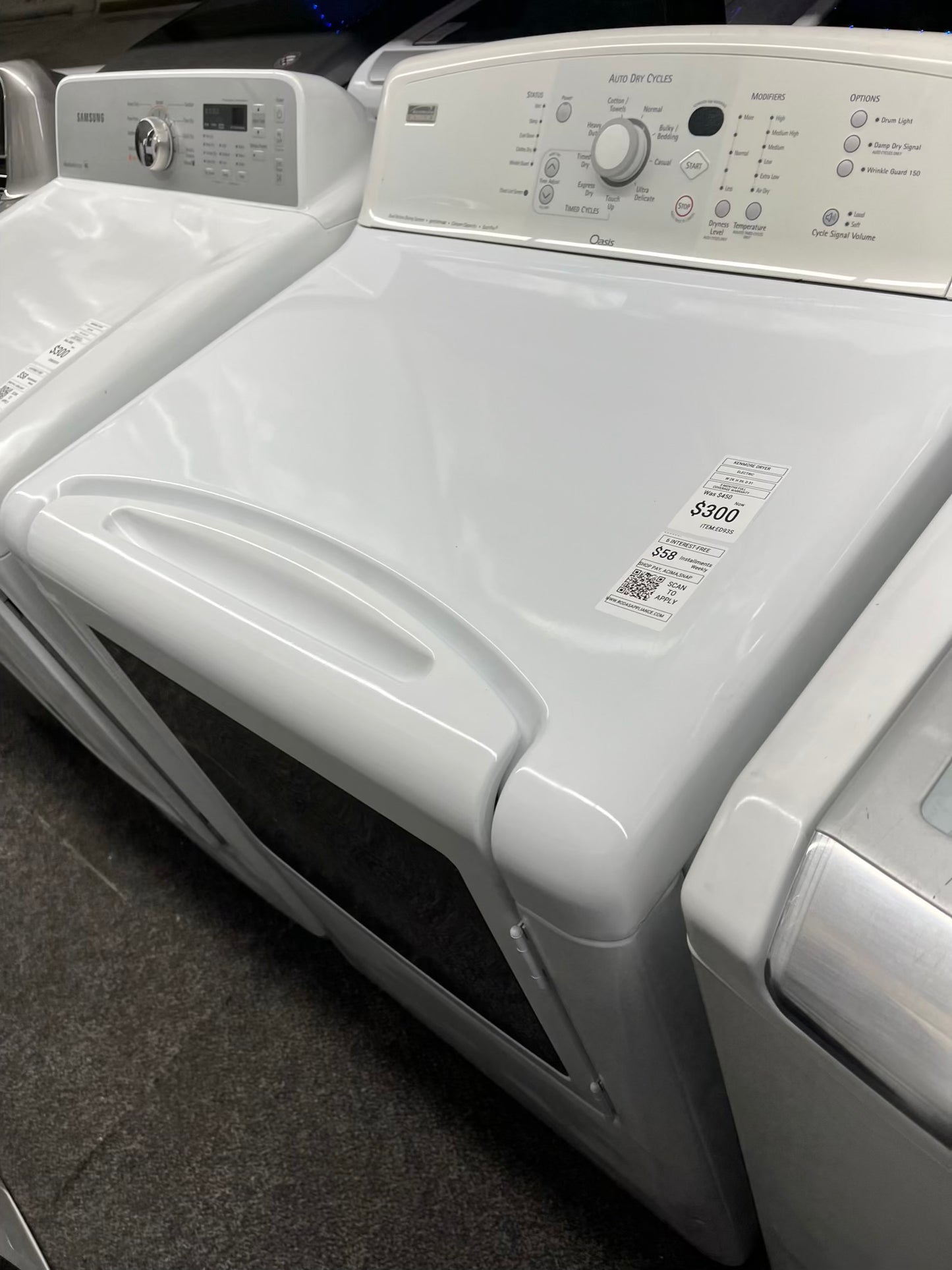 ^ ITEM: #ED93S kenmore electric washer and dryer 29” large capacity