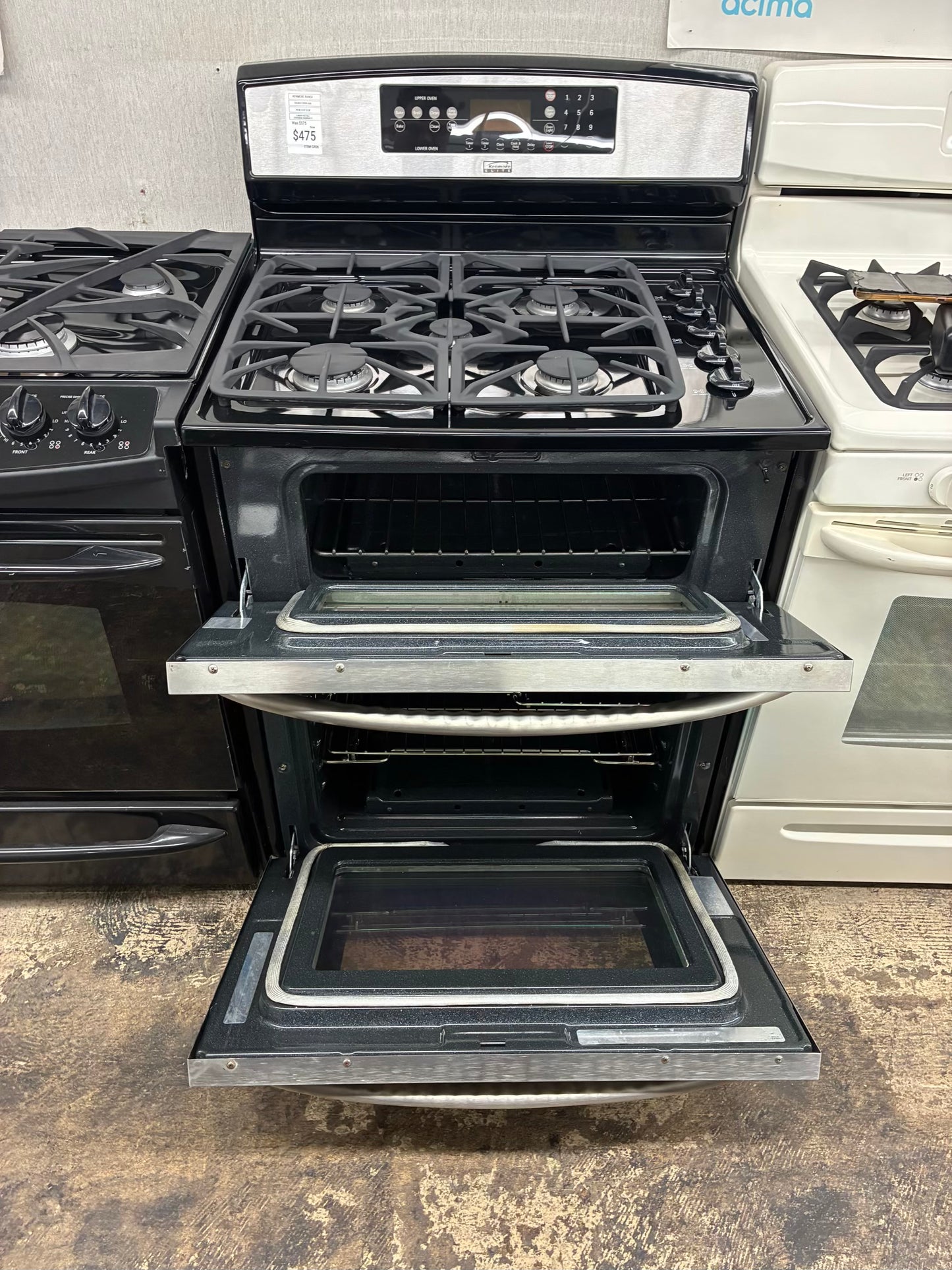 Kenmore Elite gas range stainless steel color 5 burner 30” double oven