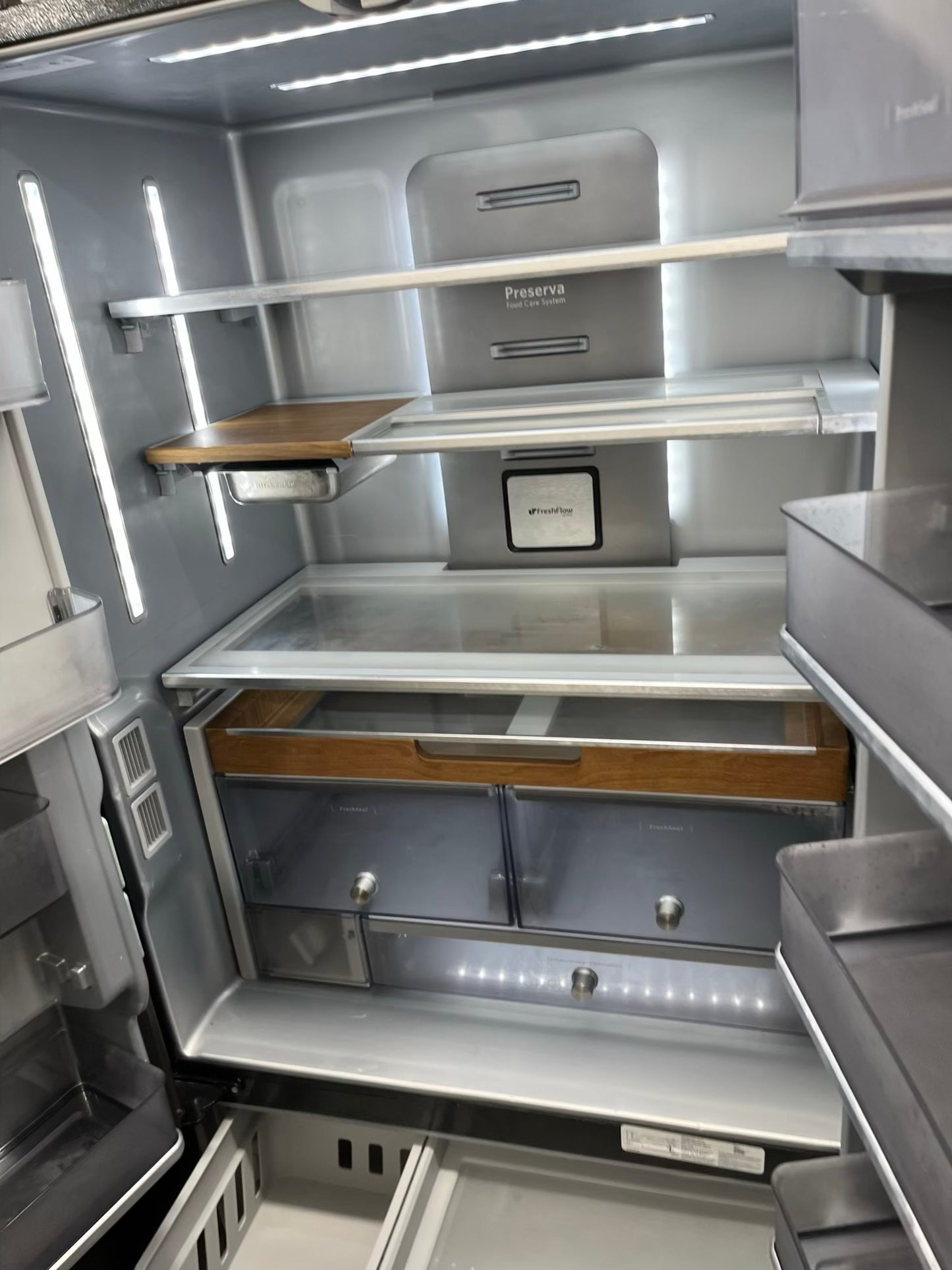^ Item: #RF94B Kitchen-Aid french door refrigerator counter deth slate stainless steel w/ ice maker 36” in