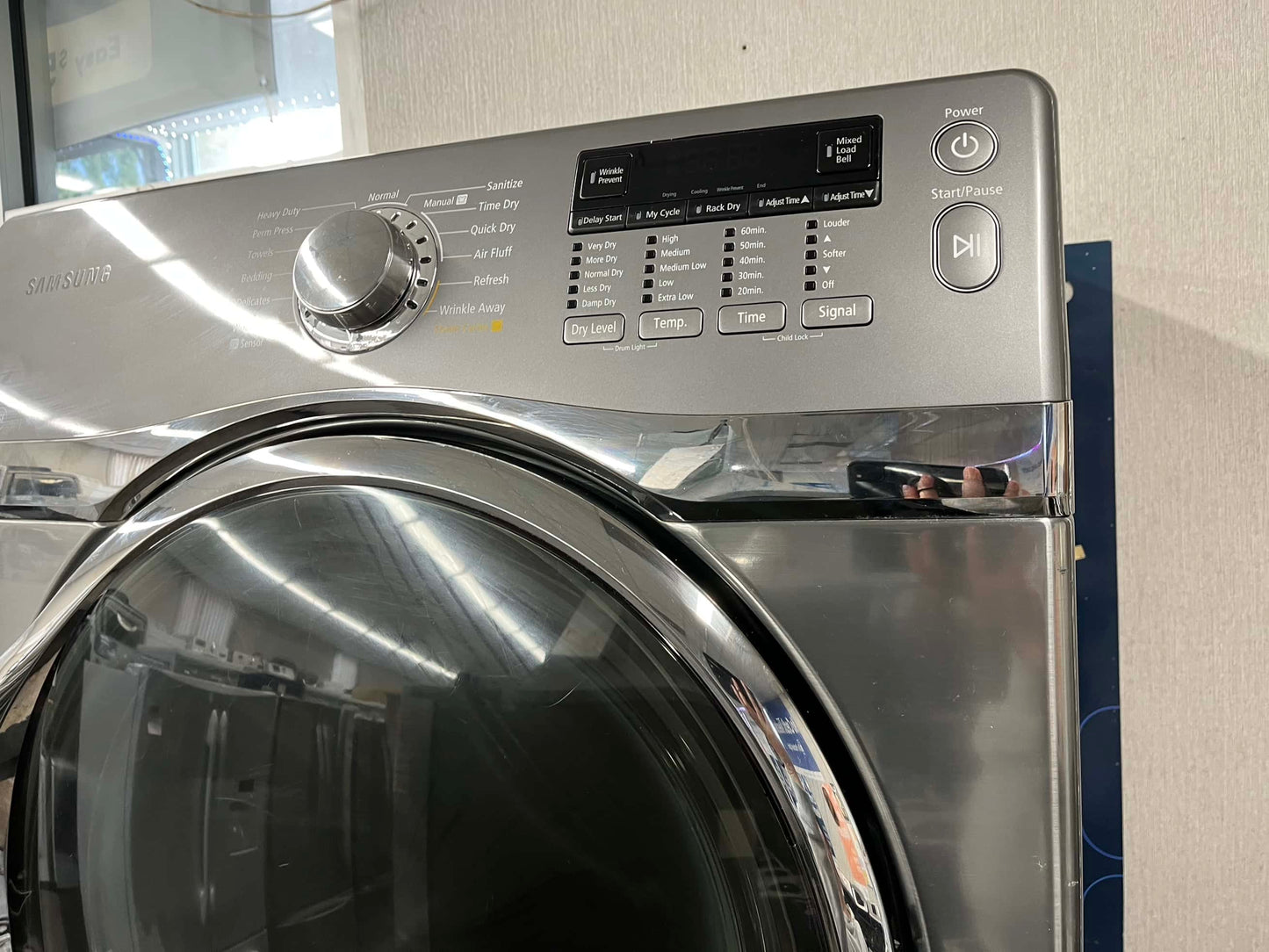 - ITEM #ED18Z Samsung front load electric dryer 220v stackable large capacity stainless steel drum 27 in D