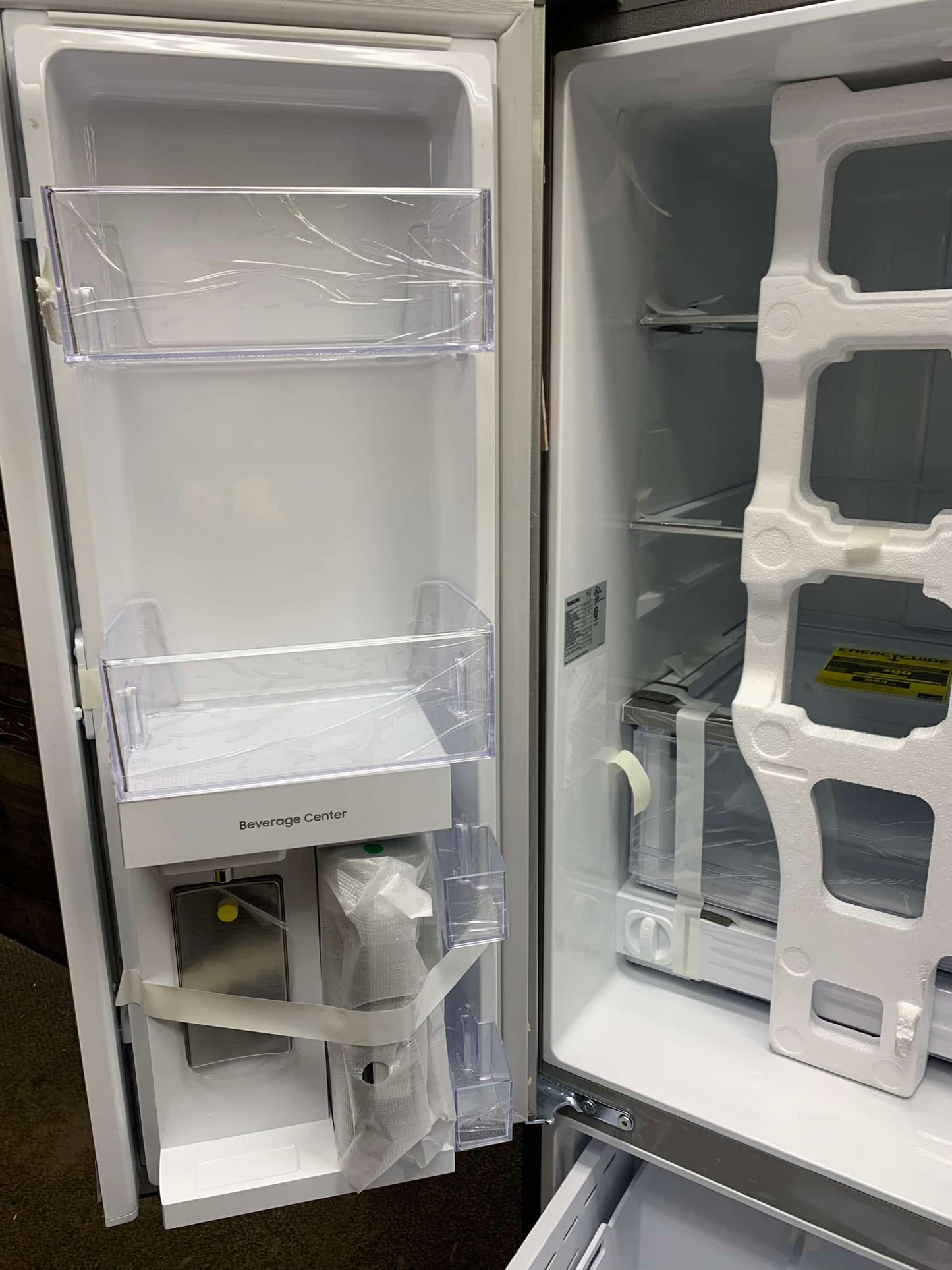 ⭐️ CYBER MONDAY ★ Samsung 33” Open Box - 25 cu. ft. 3-Door French Door Smart Refrigerator with Beverage Center - Stainless Steel RF302